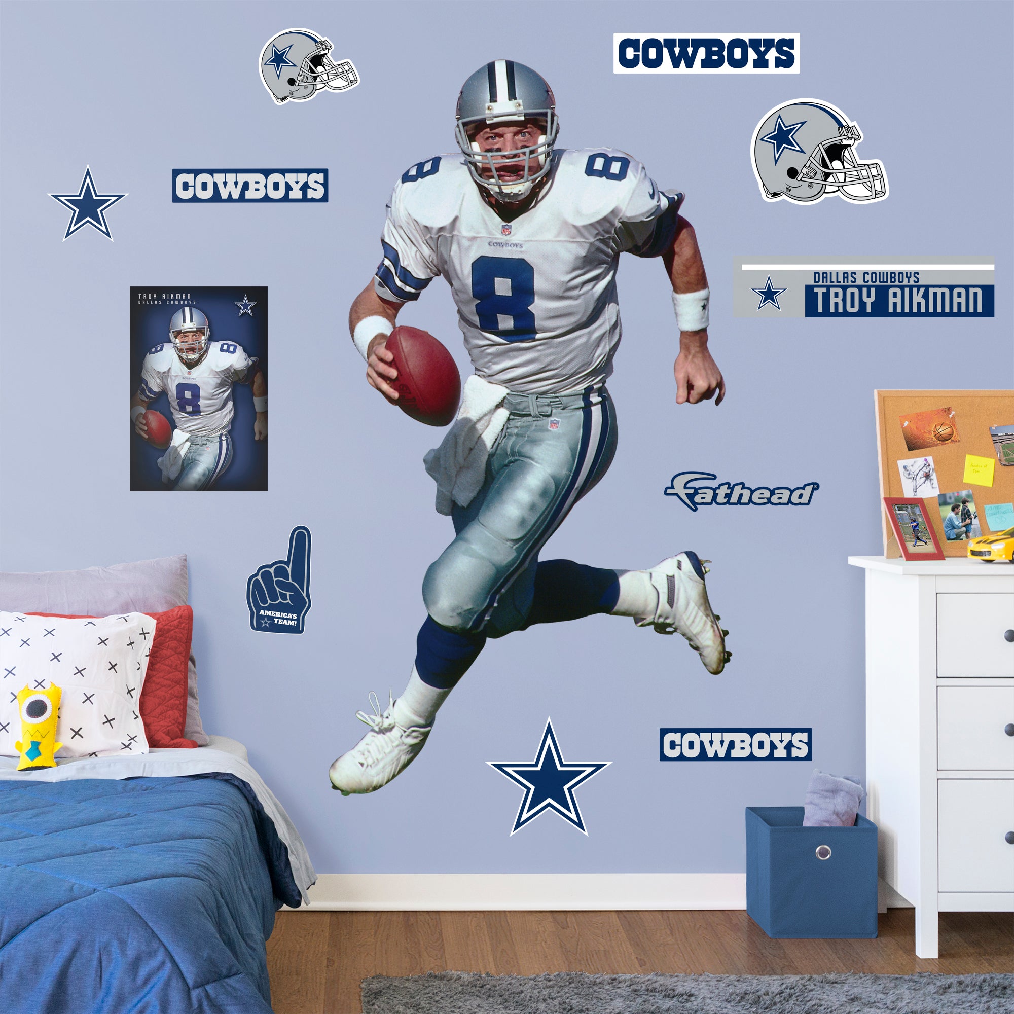 Troy Aikman: Legend Officially Licensed NFL Removable Wall Decal Life-Size Athlete + 11 Decals by Fathead | Metal/Vinyl