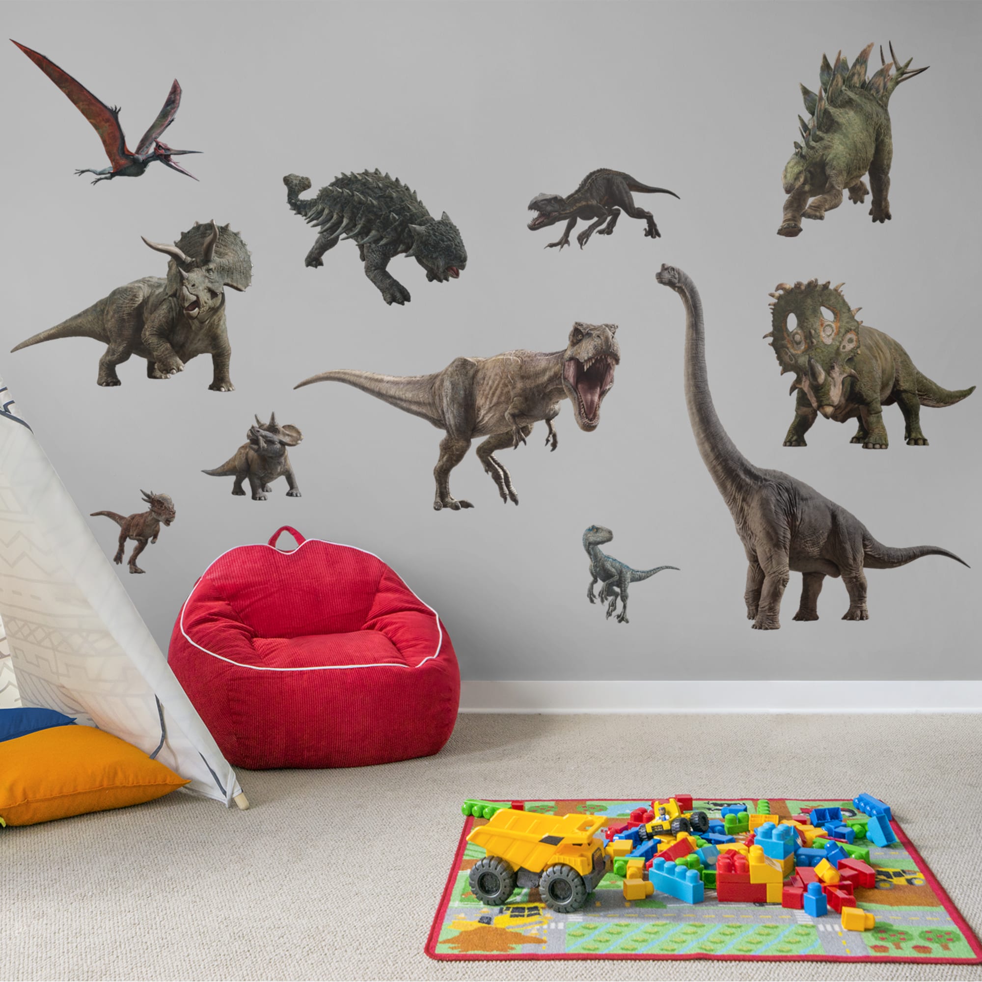 Dinosaurs Collection - Jurassic World: Fallen Kingdom - Officially Licensed Removable Wall Decal 35.0"W x 25.0"H by Fathead | Vi