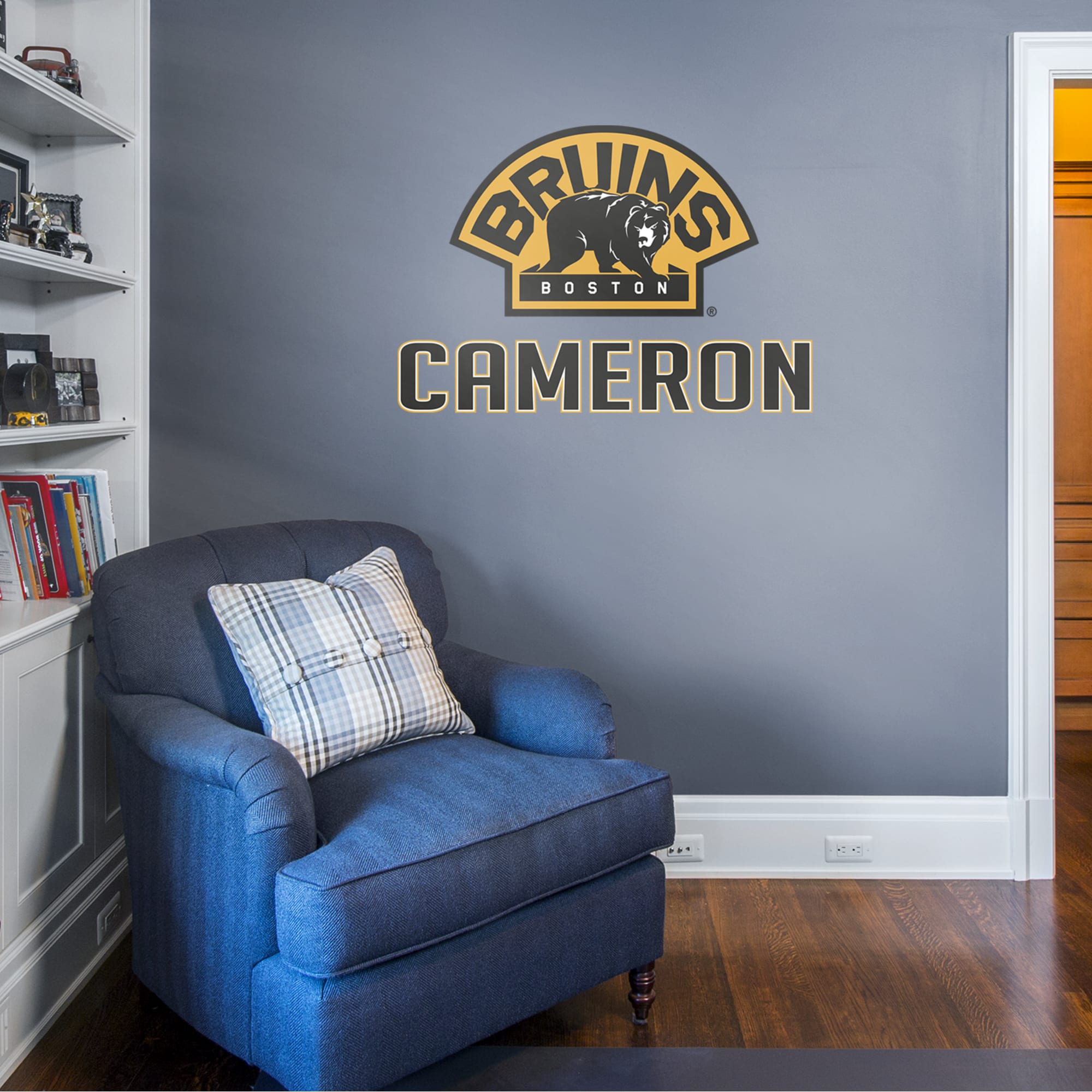 Boston Bruins: Alternate Stacked Personalized Name - Officially Licensed NHL Transfer Decal in Black (39.5"W x 52"H) by Fathead