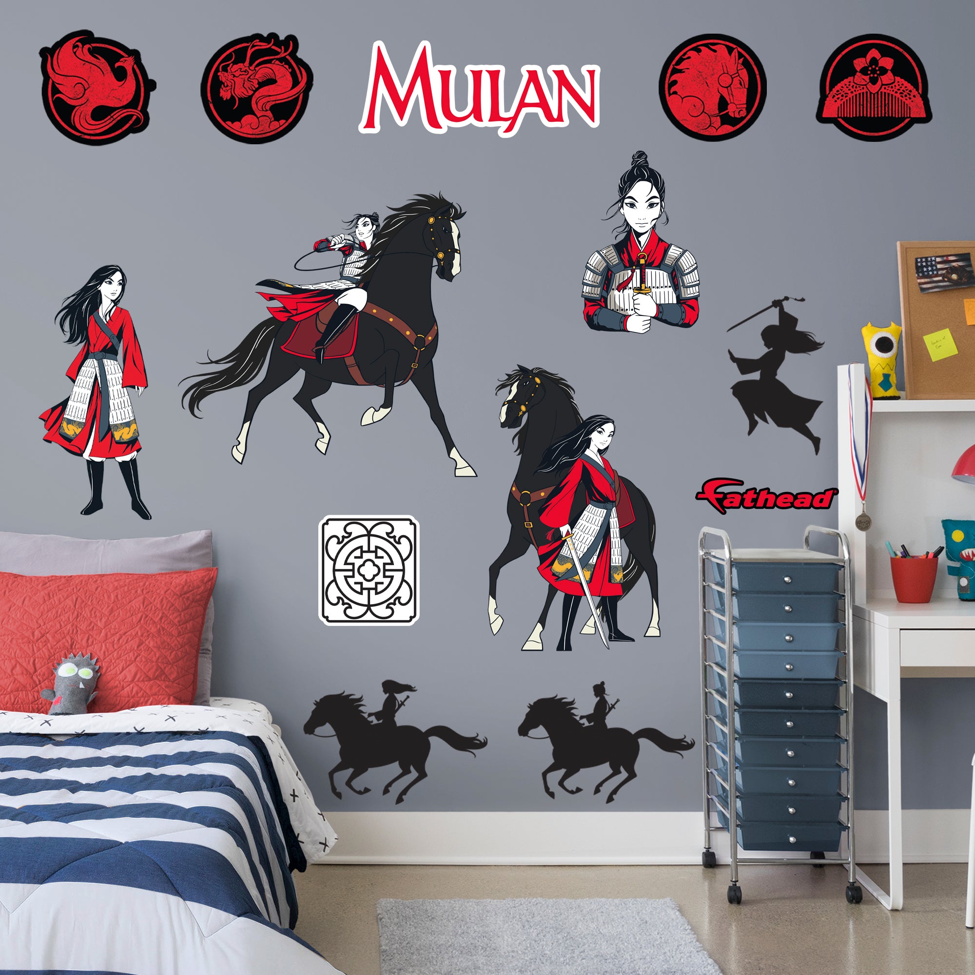 Mulan Collection - Illustrated-Officially Licensed Disney Removable Wall Decal by Fathead | Vinyl