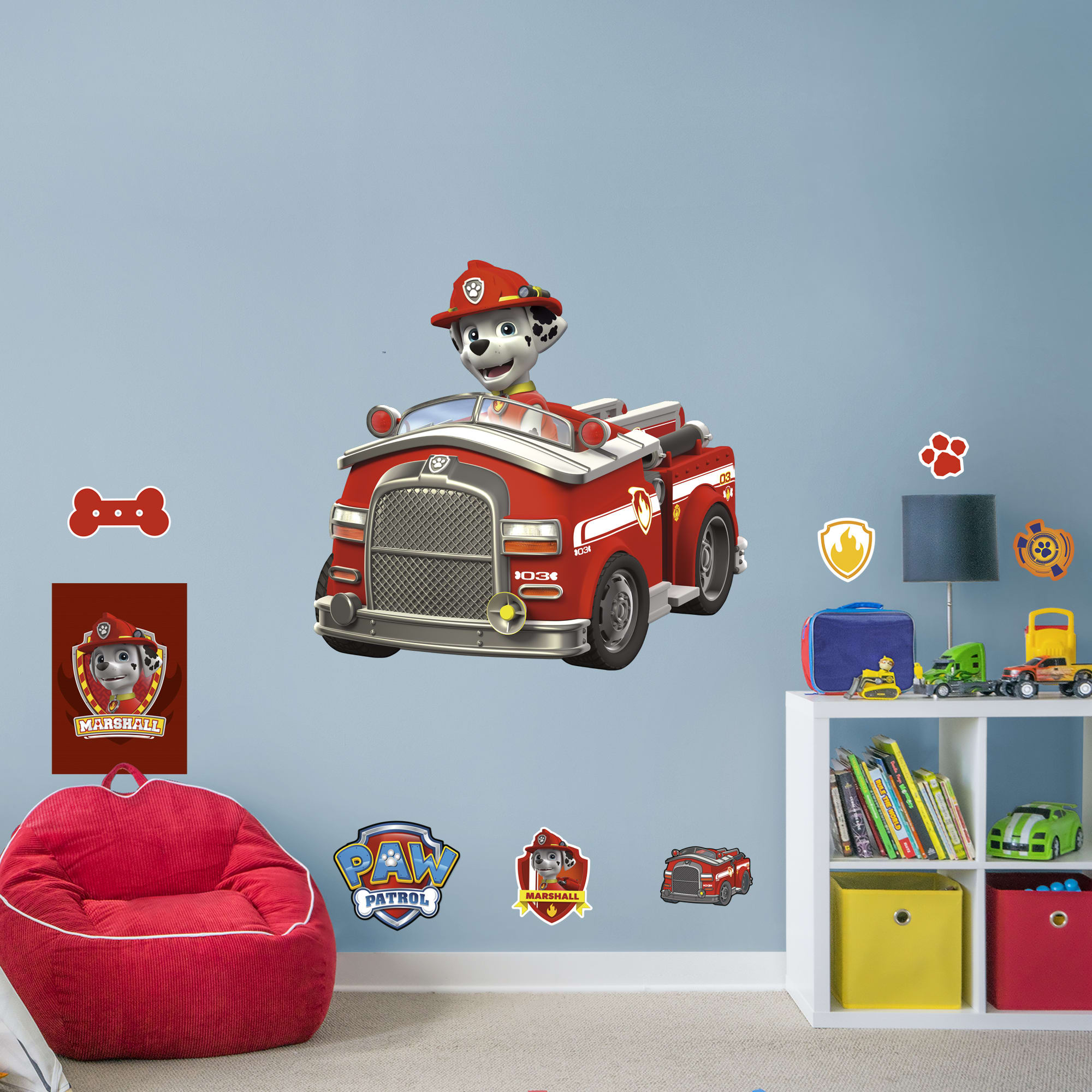 Marshall: Fire Truck - Officially Licensed PAW Patrol Removable Wall Decal Giant Character + 10 Licensed Decals (41"W x 38"H) by