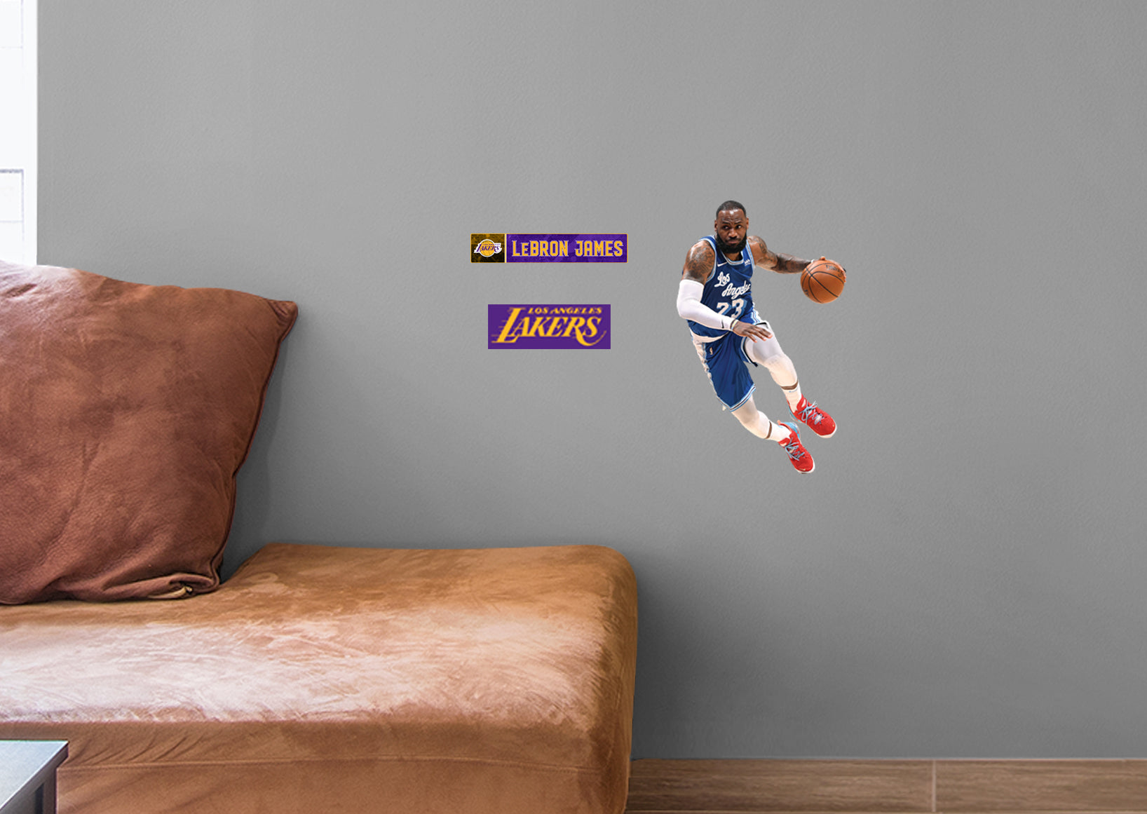 LeBron James 2021 Blue Jersey for Los Angeles Lakers - Officially Licensed NBA Removable Wall Decal Large by Fathead | Vinyl