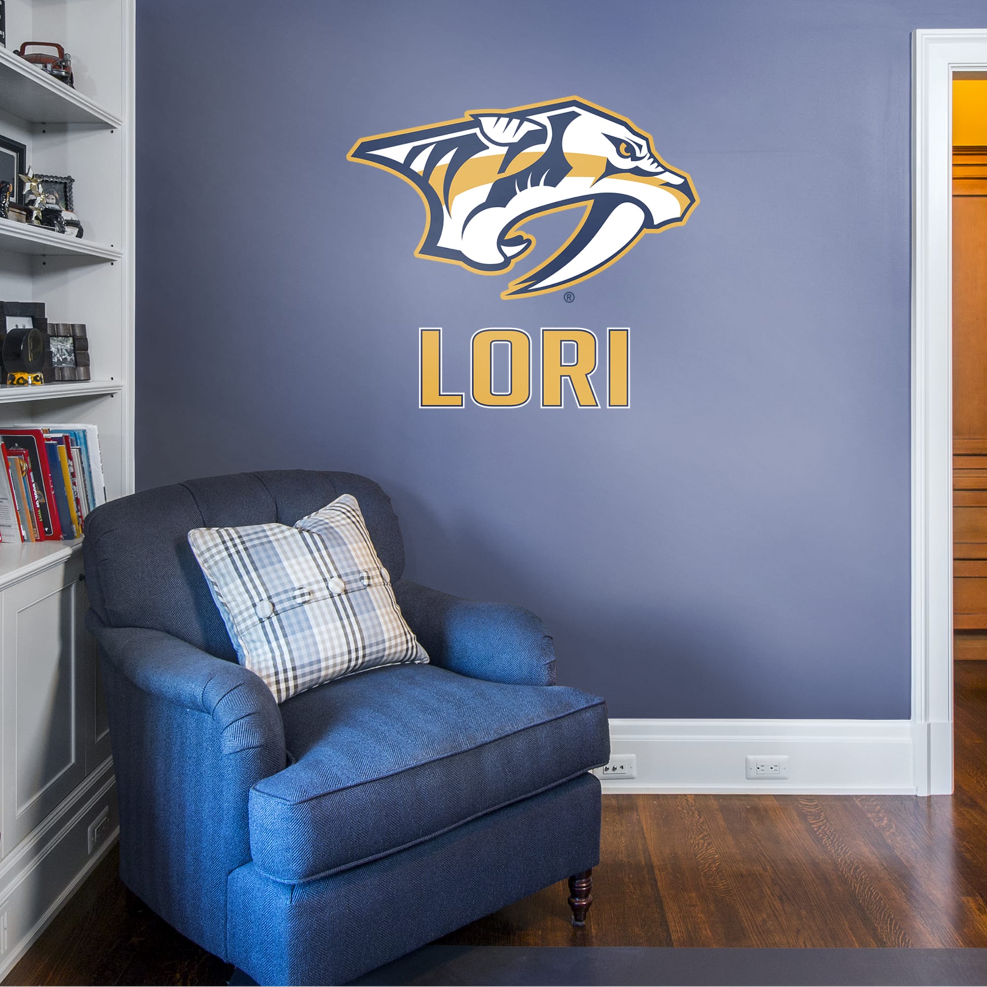 Nashville Predators: Stacked Personalized Name - Officially Licensed NHL Transfer Decal in Yellow by Fathead | Vinyl