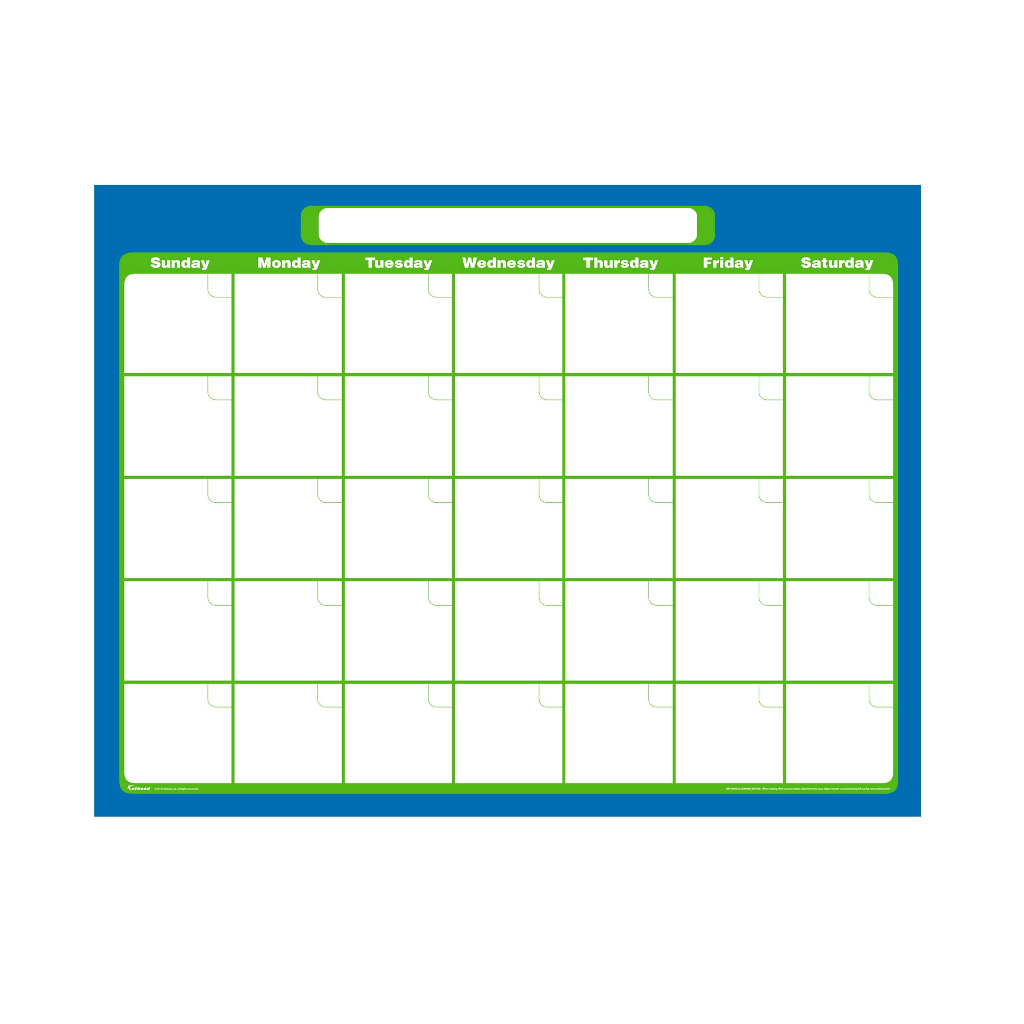 One Month Calendar Dry Erase Removable Wall Adhesive Decal in Brown/Blue 27"W x 39.5"H by Fathead | Vinyl