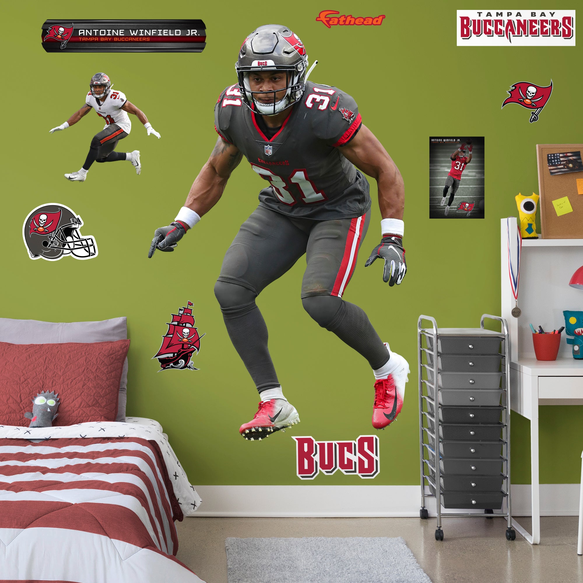 Antoine Winfield Jr. 2020 - Officially Licensed NFL Removable Wall Decal Life-Size Athlete + 9 Decals (49"W x 78"H) by Fathead |