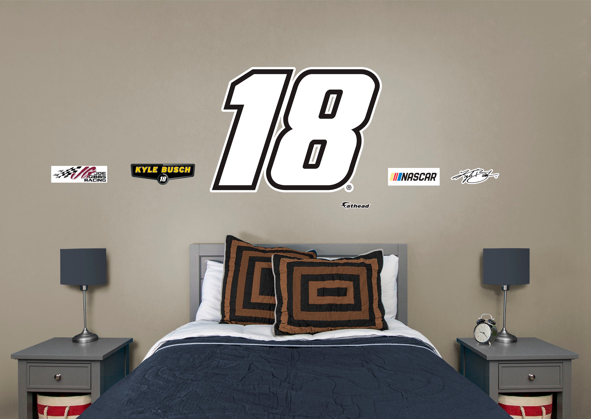 Kyle Busch 2021 #18 Logo - Officially Licensed NASCAR Removable Wall Decal Giant Logo + 5 Decals (45"W x 33"H) by Fathead | Viny