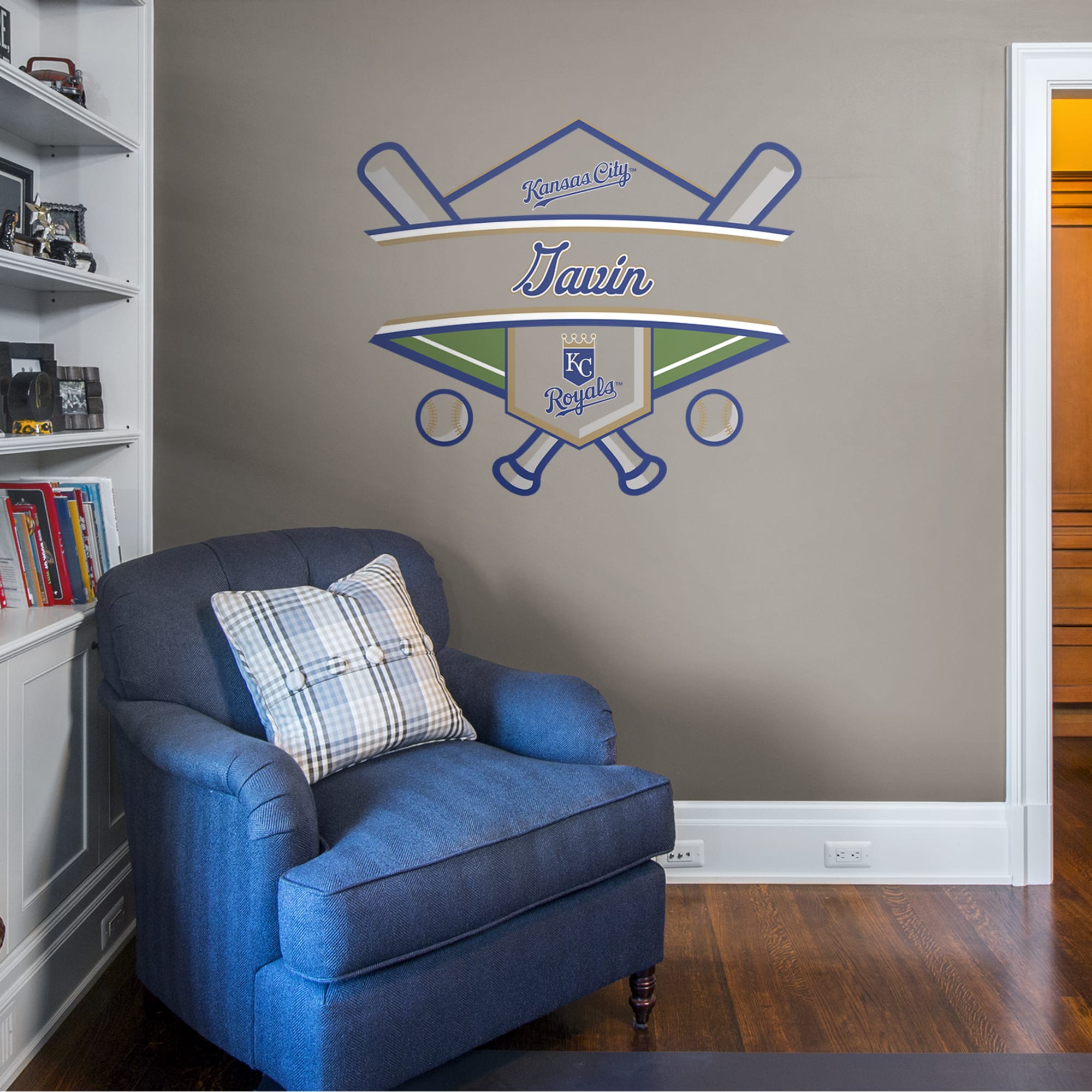 Kansas City Royals: Personalized Name - Officially Licensed MLB Transfer Decal 45.0"W x 39.0"H by Fathead | Vinyl
