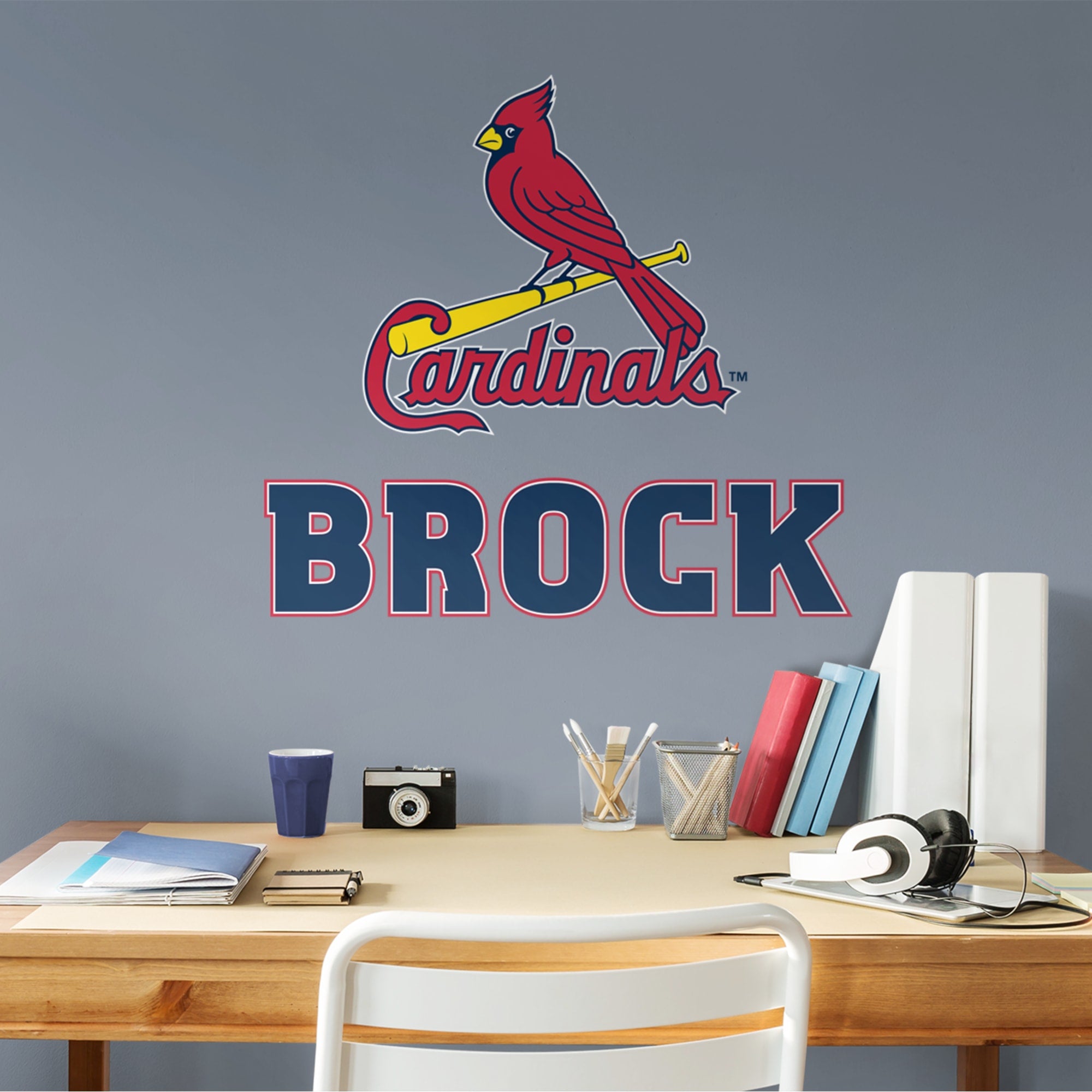 St. Louis Cardinals: Stacked Personalized Name - Officially Licensed MLB Transfer Decal in Navy (52"W x 39.5"H) by Fathead | Vin