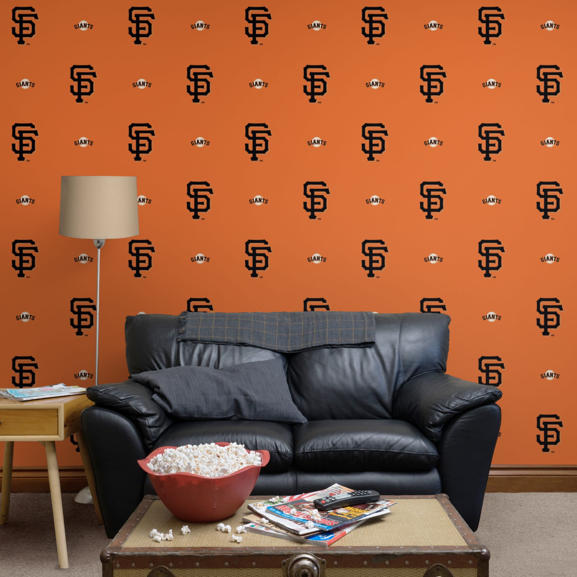 San Francisco Giants: Logo Pattern - Officially Licensed Removable Wallpaper 12" x 12" Sample by Fathead | 100% Vinyl