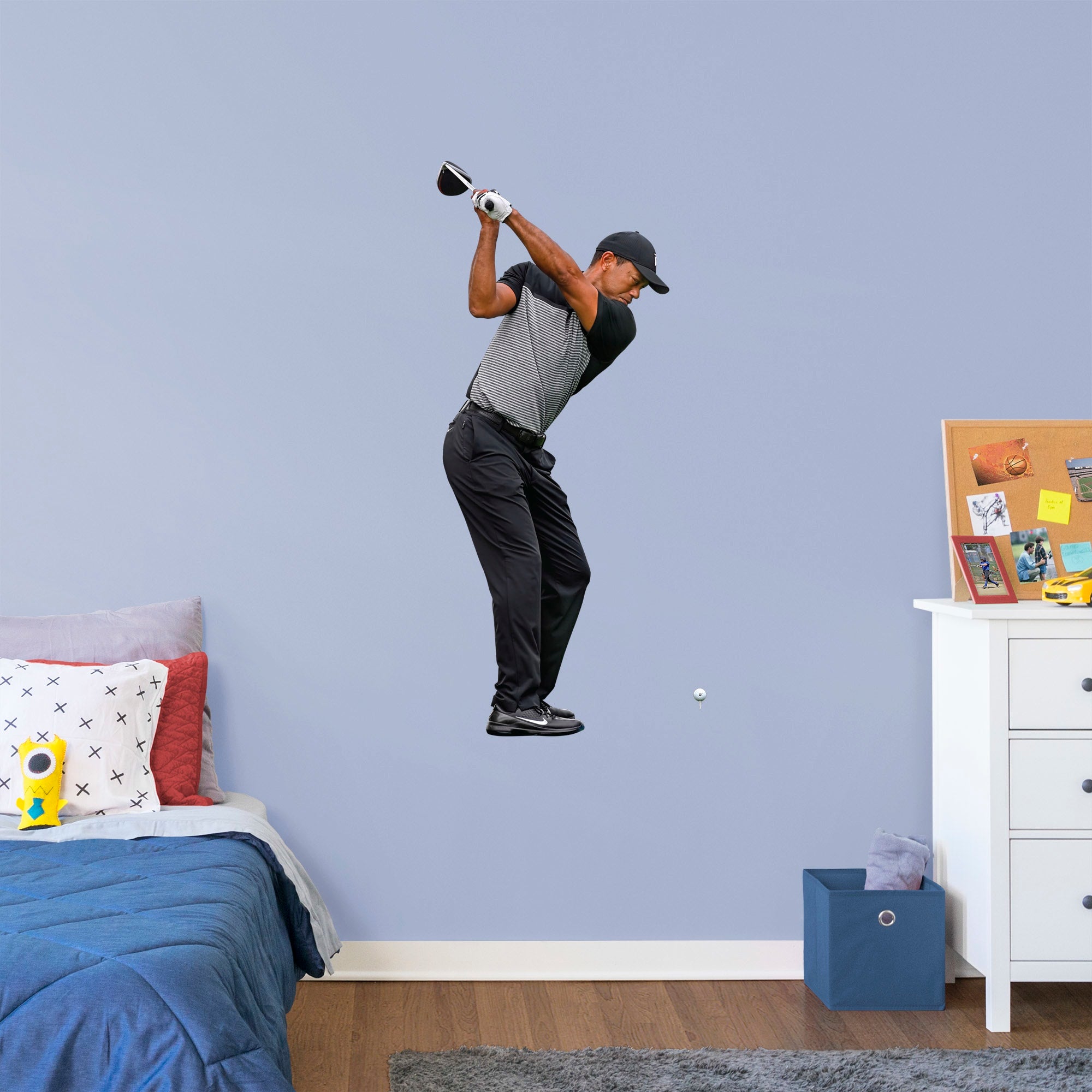 Tiger Woods: Drive - Officially Licensed Removable Wall Decal Giant Athlete + 2 Decals (21"W x 51"H) by Fathead | Wood/Vinyl