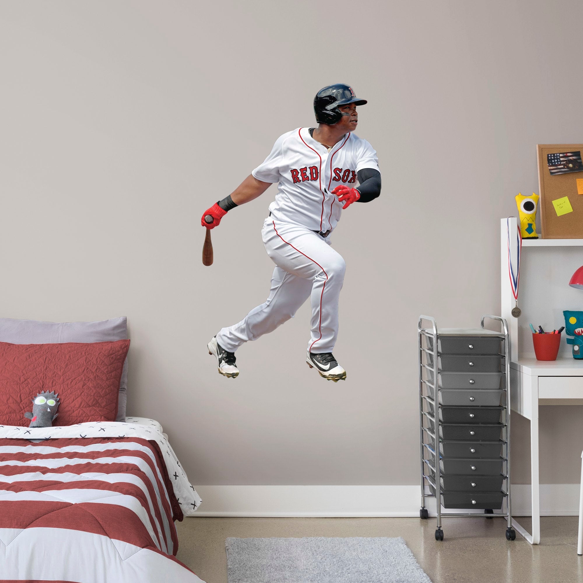 Rafael Devers for Boston Red Sox - Officially Licensed MLB Removable Wall Decal Giant Athlete + 2 Decals (31"W x 51"H) by Fathea