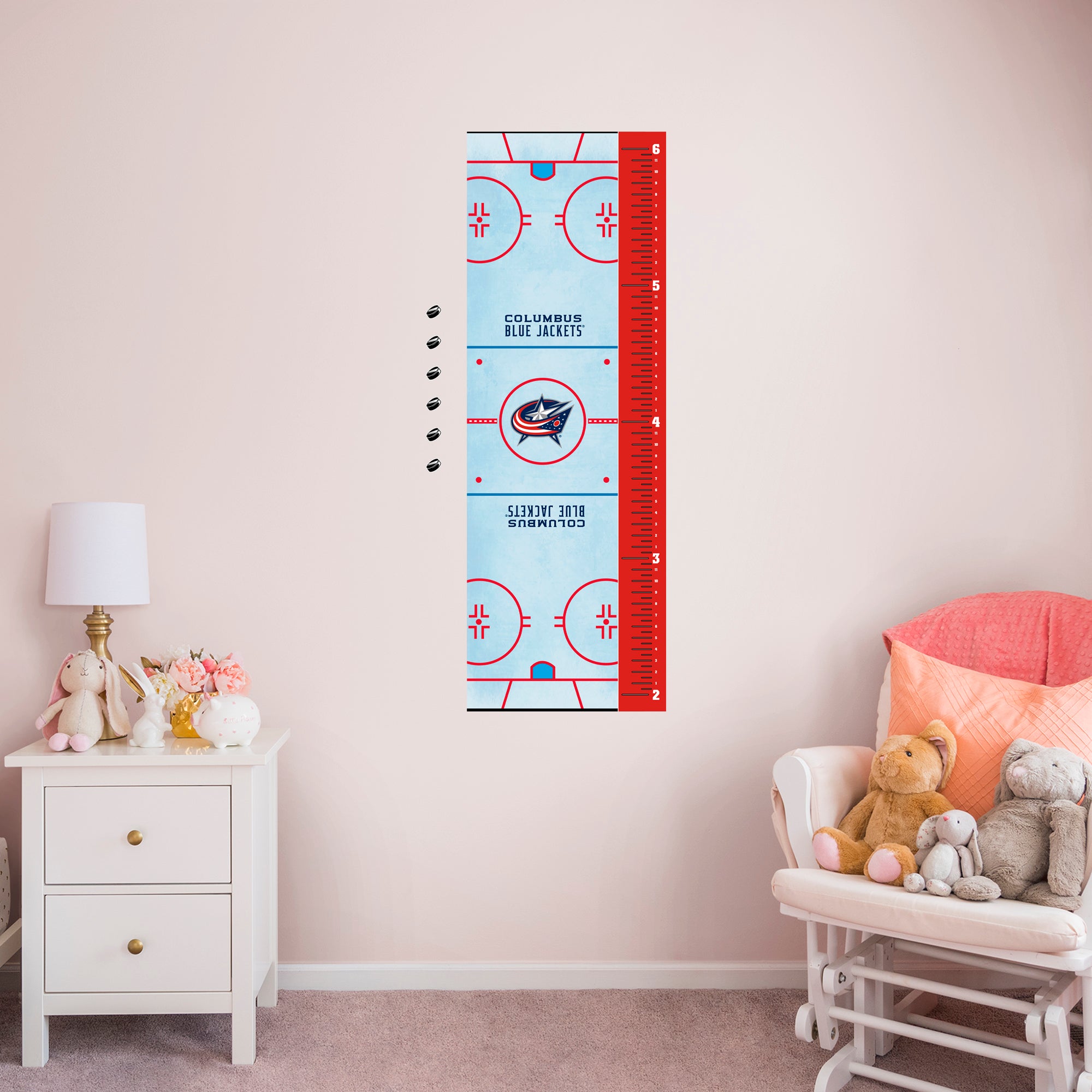 Columbus Blue Jackets: Rink Growth Chart - Officially Licensed NHL Removable Wall Graphic Large by Fathead | Vinyl
