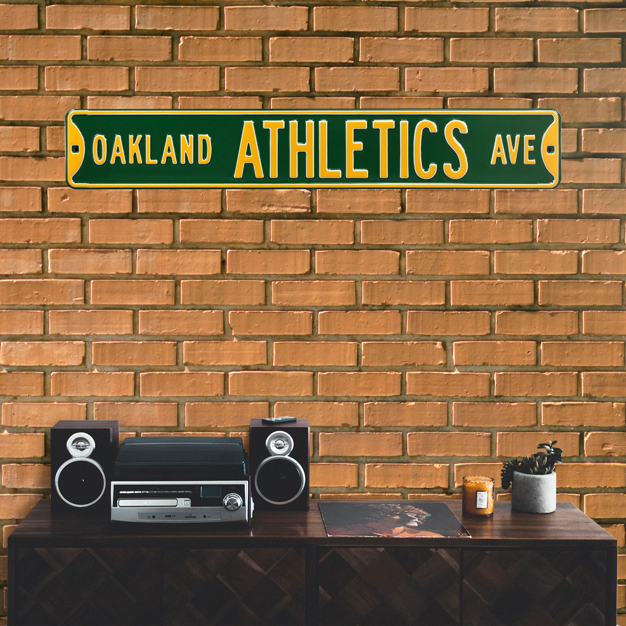 Oakland Athletics Steel Street Sign-OAKLAND ATHLETICS AVE 36" W x 6" H by Fathead