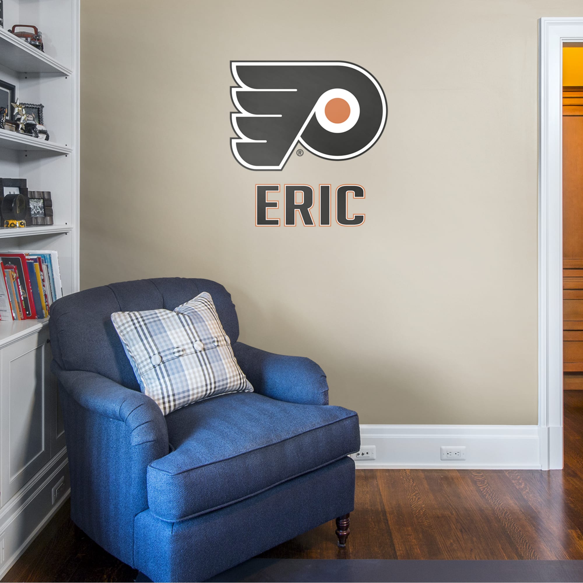 Philadelphia Flyers: Stacked Personalized Name - Officially Licensed NHL Transfer Decal in Black (39.5"W x 52"H) by Fathead | Vi