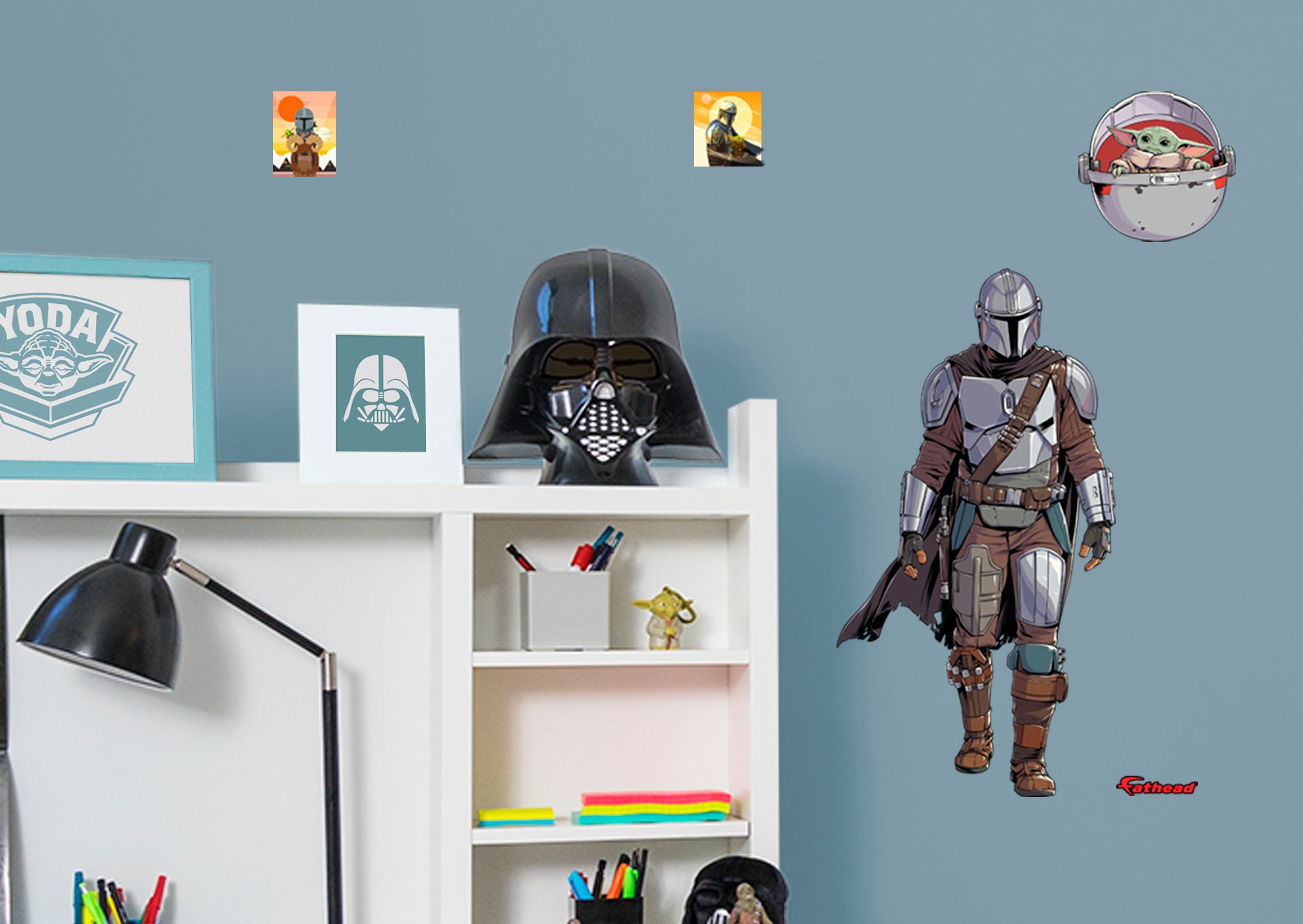 The Mandalorian with Child - Officially Licensed Star Wars Removable Wall Decal Large by Fathead | Vinyl