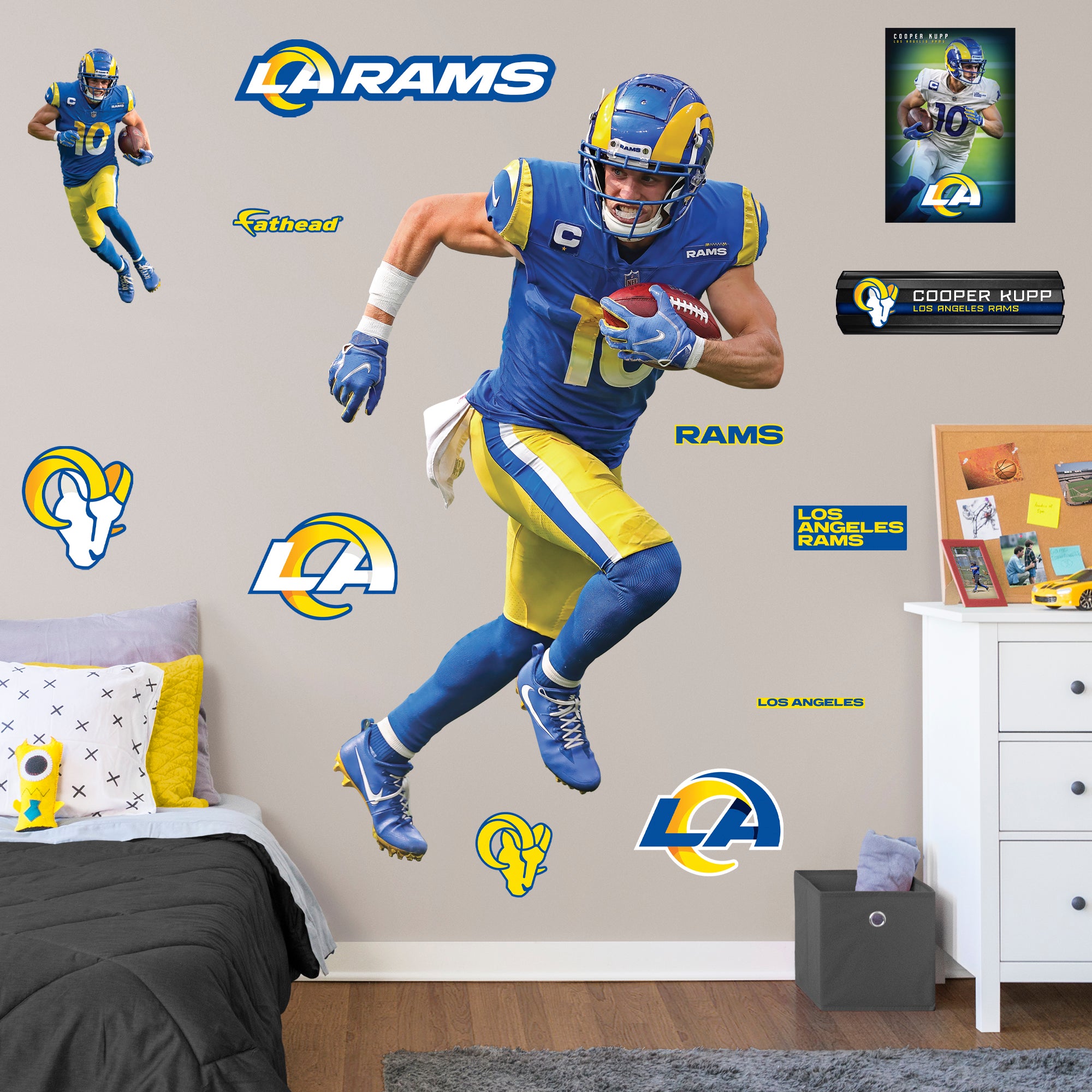 Cooper Kupp 2020 - Officially Licensed NFL Removable Wall Decal Life-Size Athlete + 12 Decals (44"W x 75.5"H) by Fathead | Vinyl