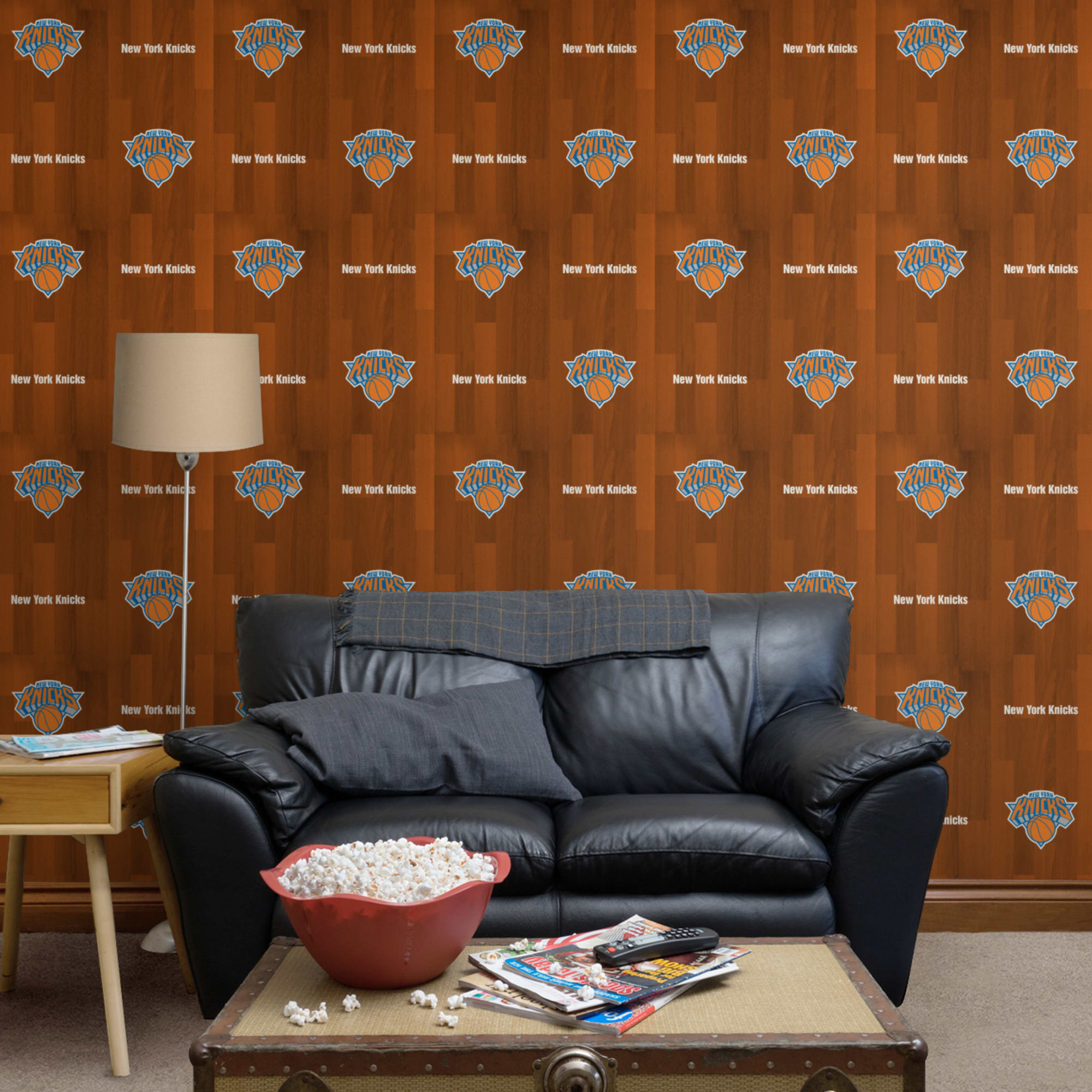 New York Knicks: Hardwood Pattern - Officially Licensed Removable Wallpaper 12" x 12" Sample by Fathead