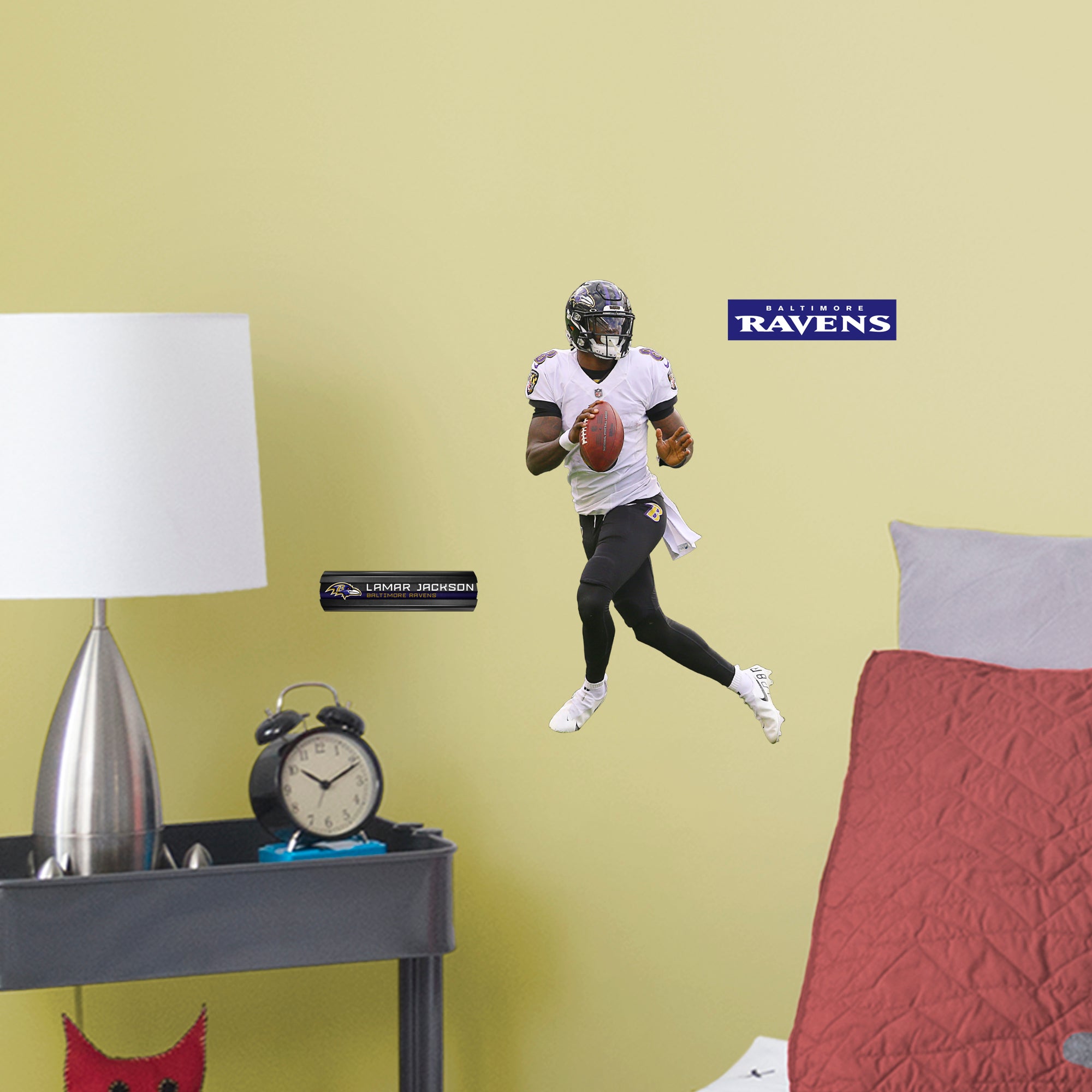 Lamar Jackson 2020 White Jersey - Officially Licensed NFL Removable Wall Decal Large by Fathead | Vinyl