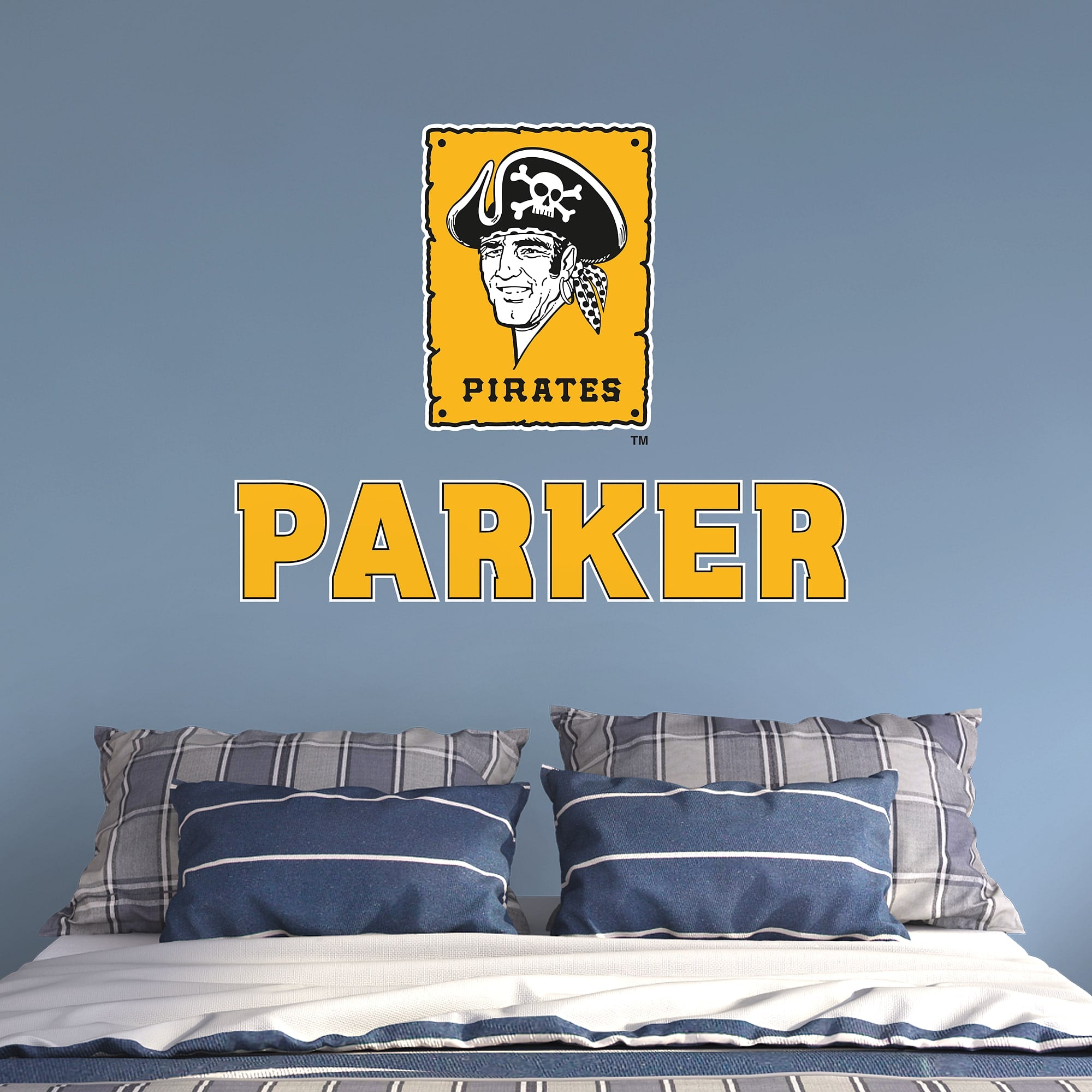 Pittsburgh Pirates: Classic Stacked Personalized Name - Officially Licensed MLB Transfer Decal in Yellow by Fathead | Vinyl