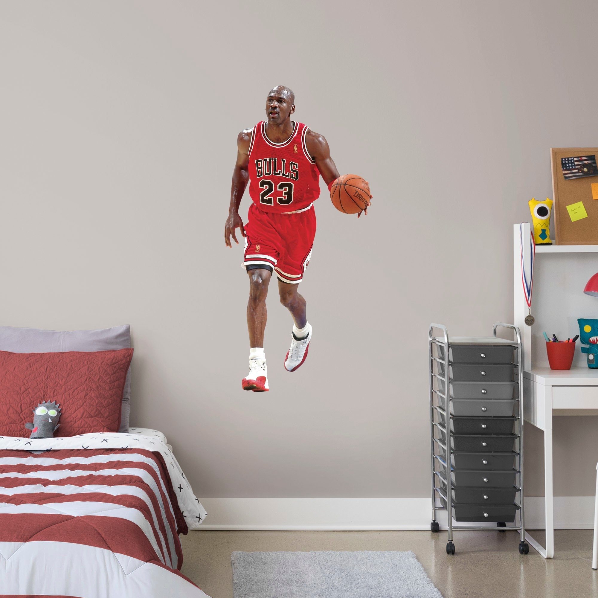 Michael Jordan for Chicago Bulls - Officially Licensed NBA Removable Wall Decal Giant Athlete + 2 Decals (25"W x 51"H) by Fathea