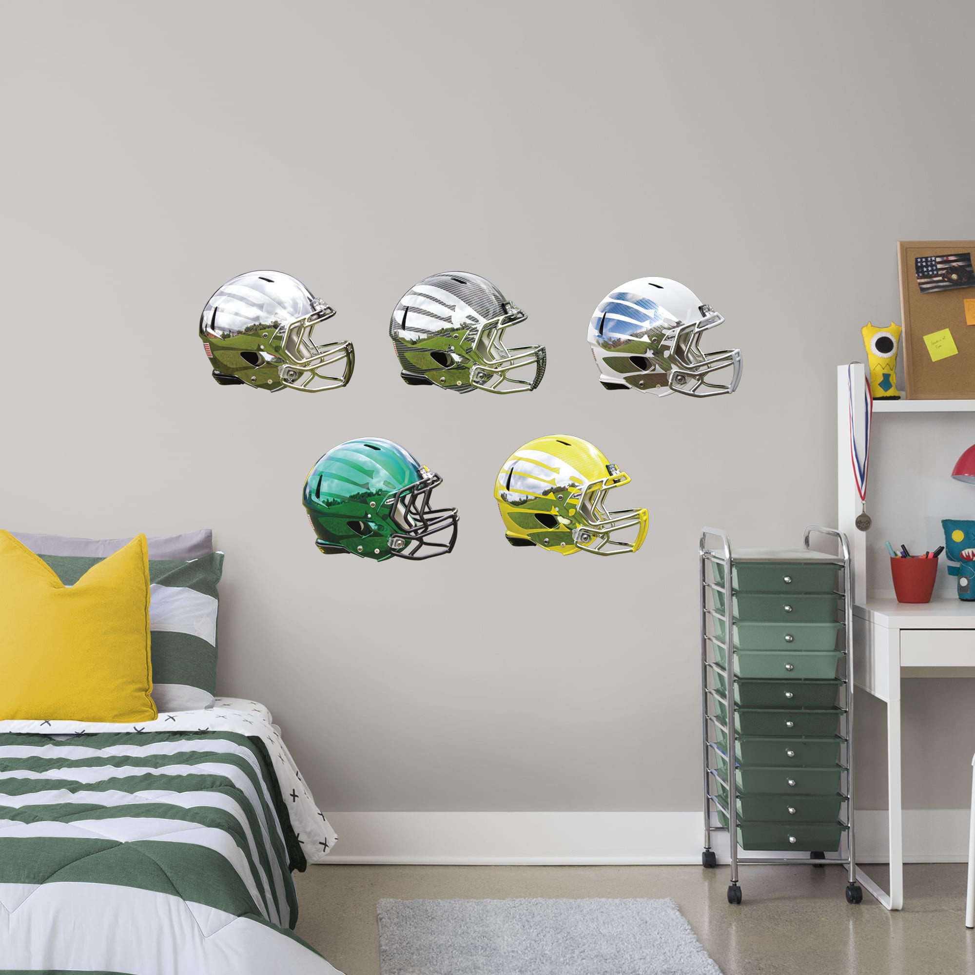 Oregon Ducks: Helmet Collection - Officially Licensed Removable Wall Decals 19.0"W x 15.0"H by Fathead | Vinyl