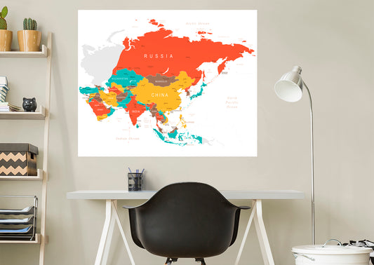 Maps: Europe Color Block Mural - Removable Wall Adhesive Wall Decal XL