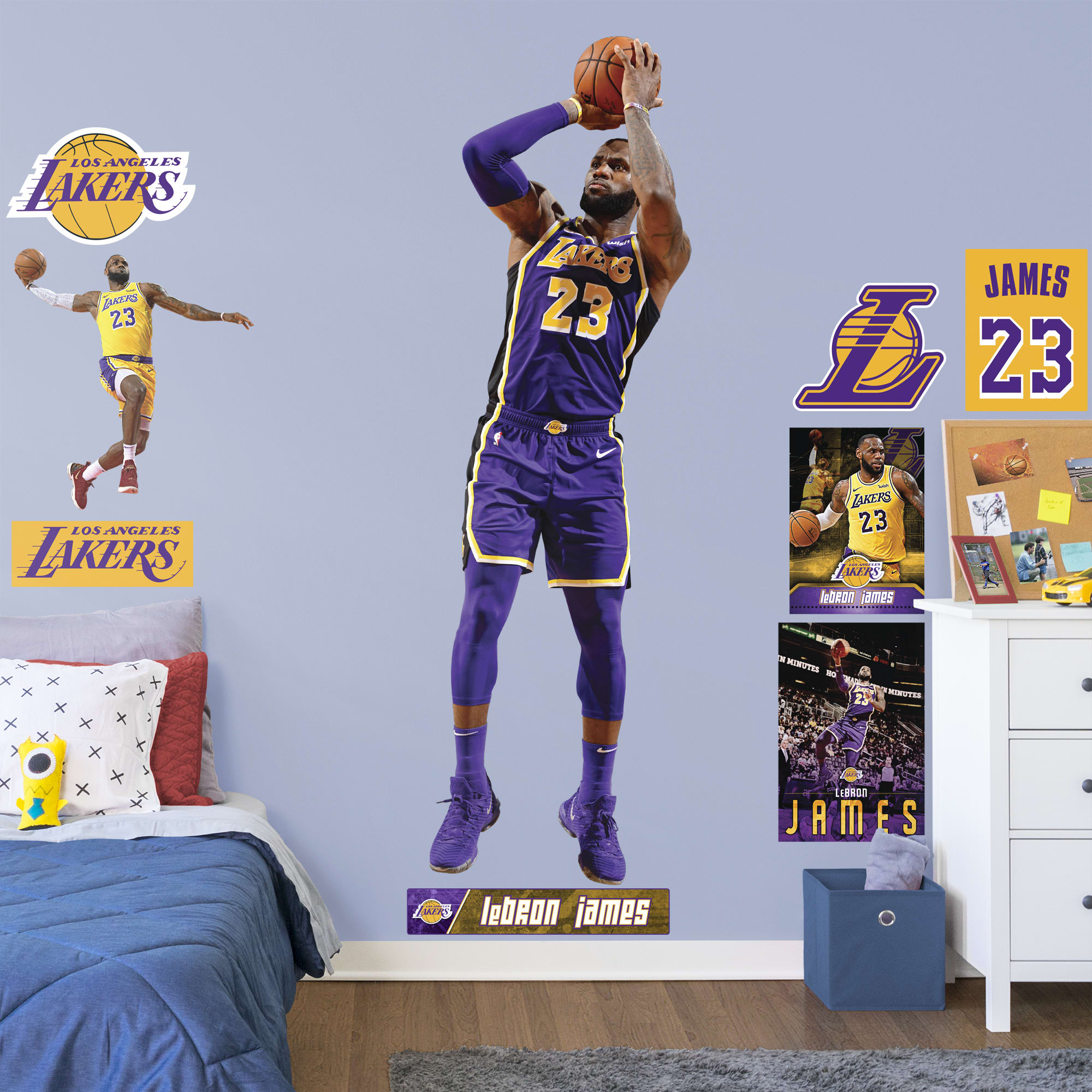 LeBron James for Los Angeles Lakers: Shooting - Officially Licensed NBA Removable Wall Decal Life-Size Athlete + 10 Decals (26"W