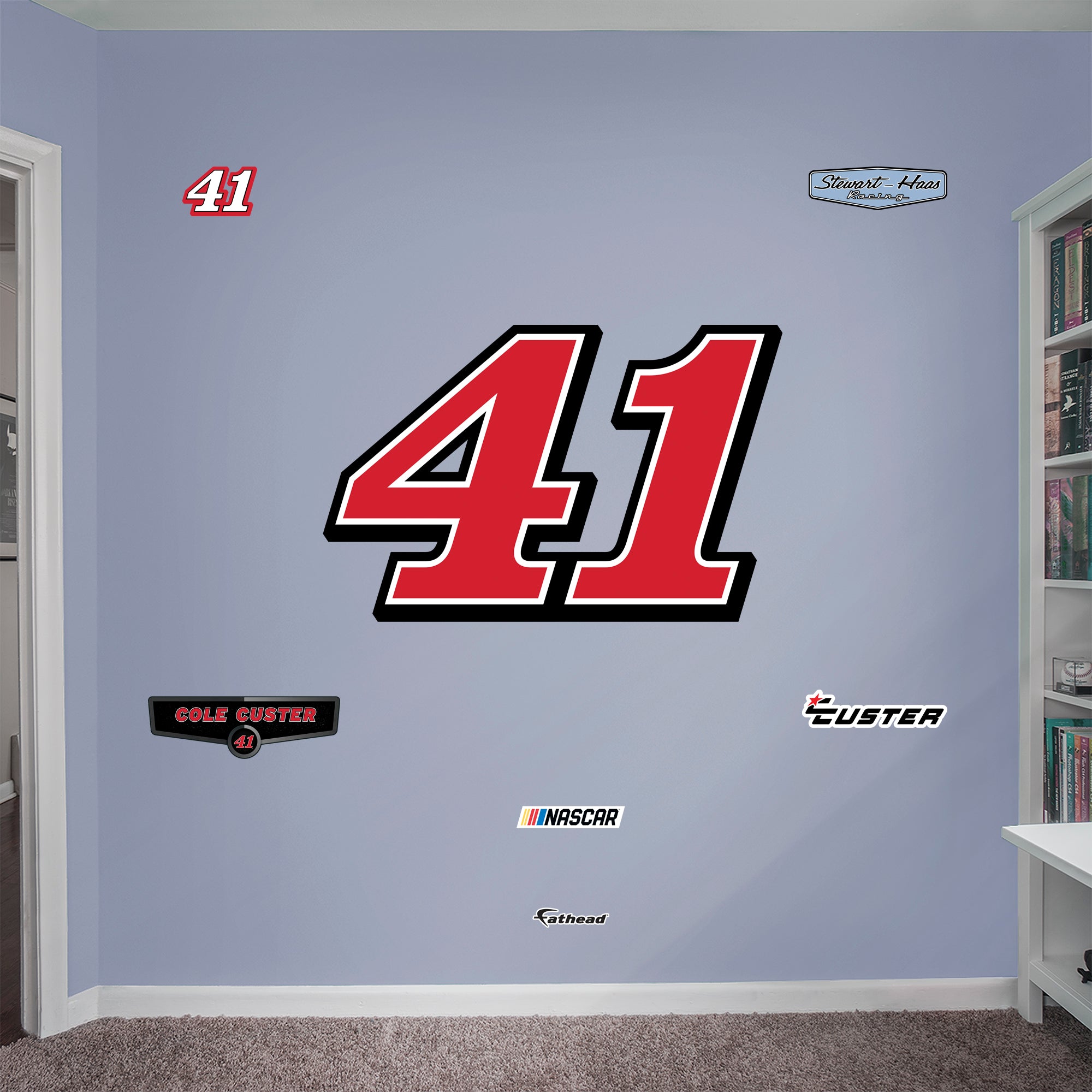 Cole Custer 2021 #41 Logo - Officially Licensed NASCAR Removable Wall Decal Giant Logo + 2 Decals (30"W x 47"H) by Fathead | Vin