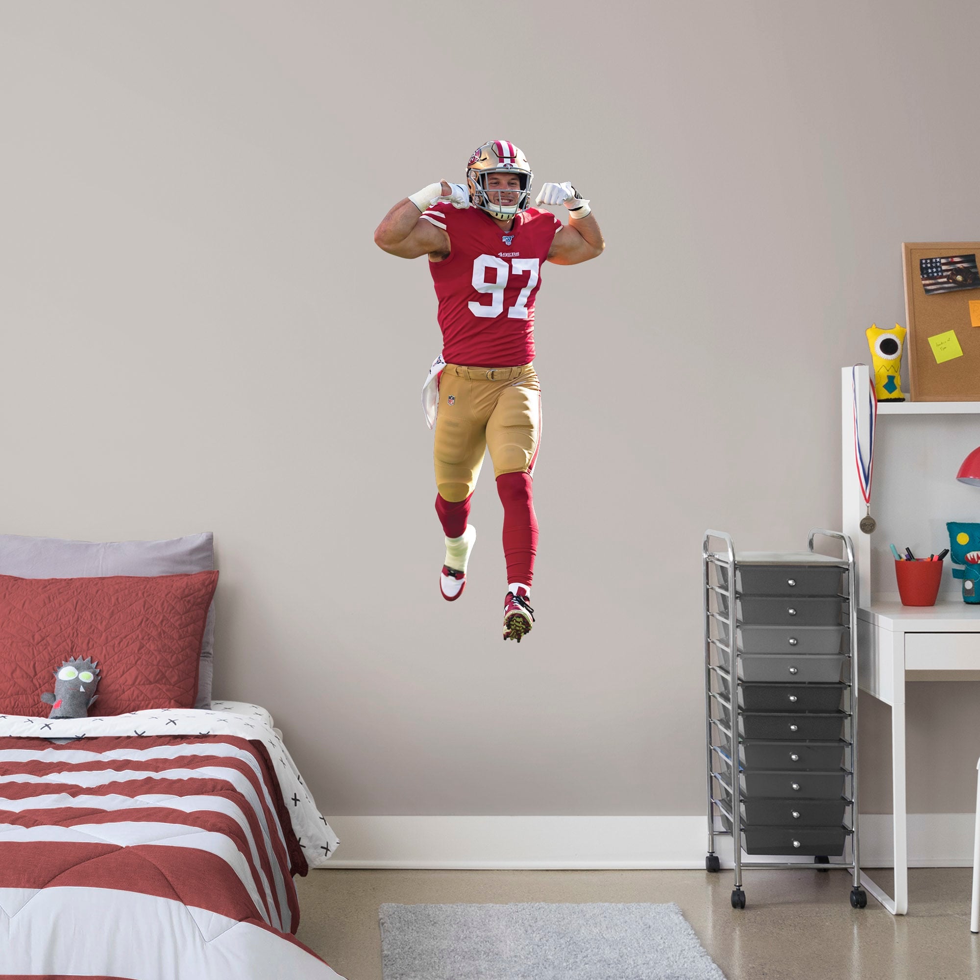 Nick Bosa for San Francisco 49ers: Flex - Officially Licensed NFL Removable Wall Decal Giant Athlete + 2 Decals (23"W x 51"H) by