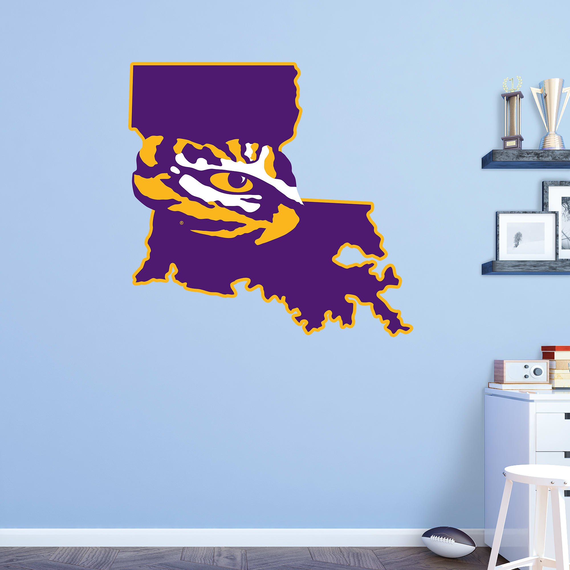 LSU Tigers: State of Louisiana - Officially Licensed Removable Wall Decal 40.0"W x 38.0"H by Fathead | Vinyl