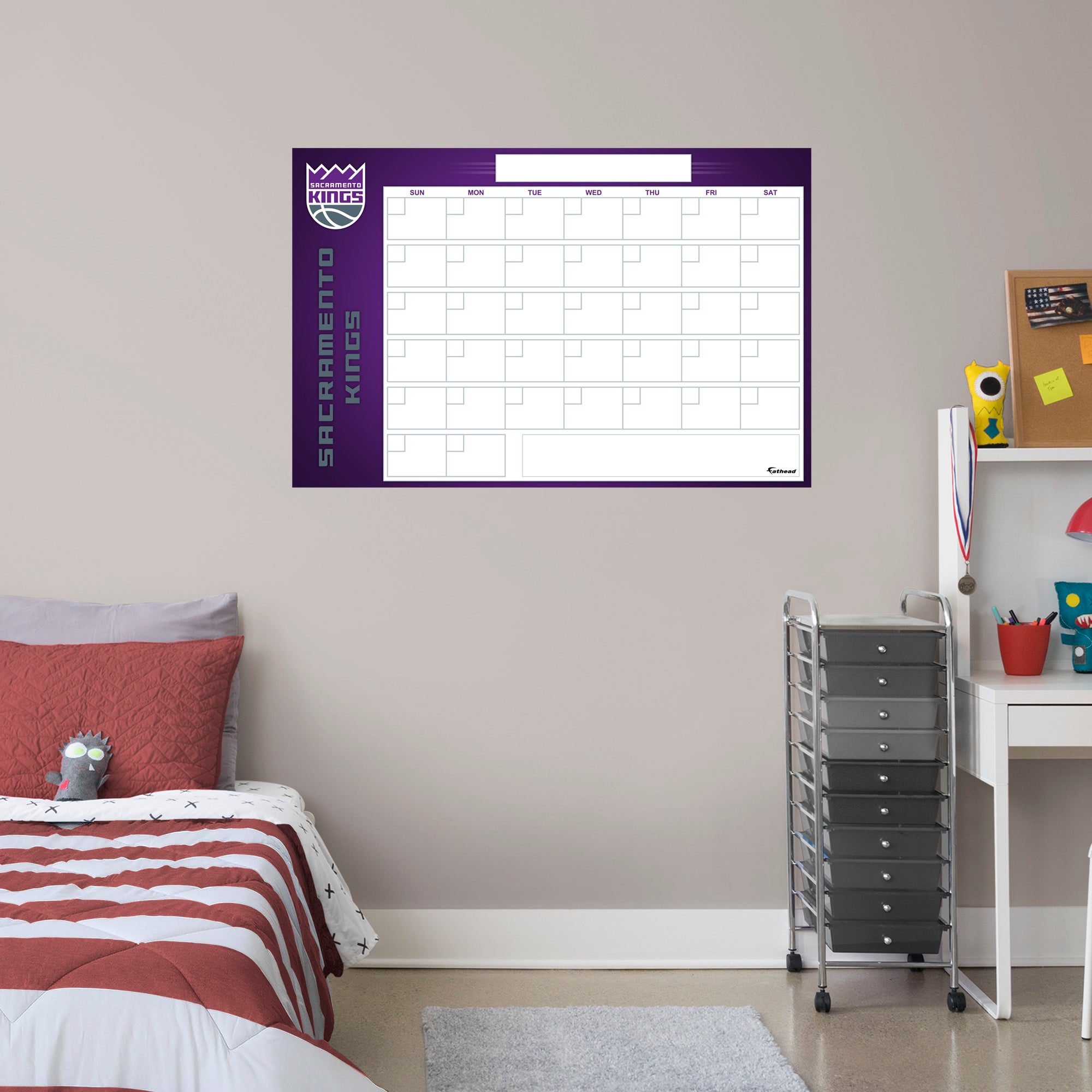 Sacramento Kings Dry Erase Calendar - Officially Licensed NBA Removable Wall Decal Giant Decal (34"W x 52"H) by Fathead | Vinyl