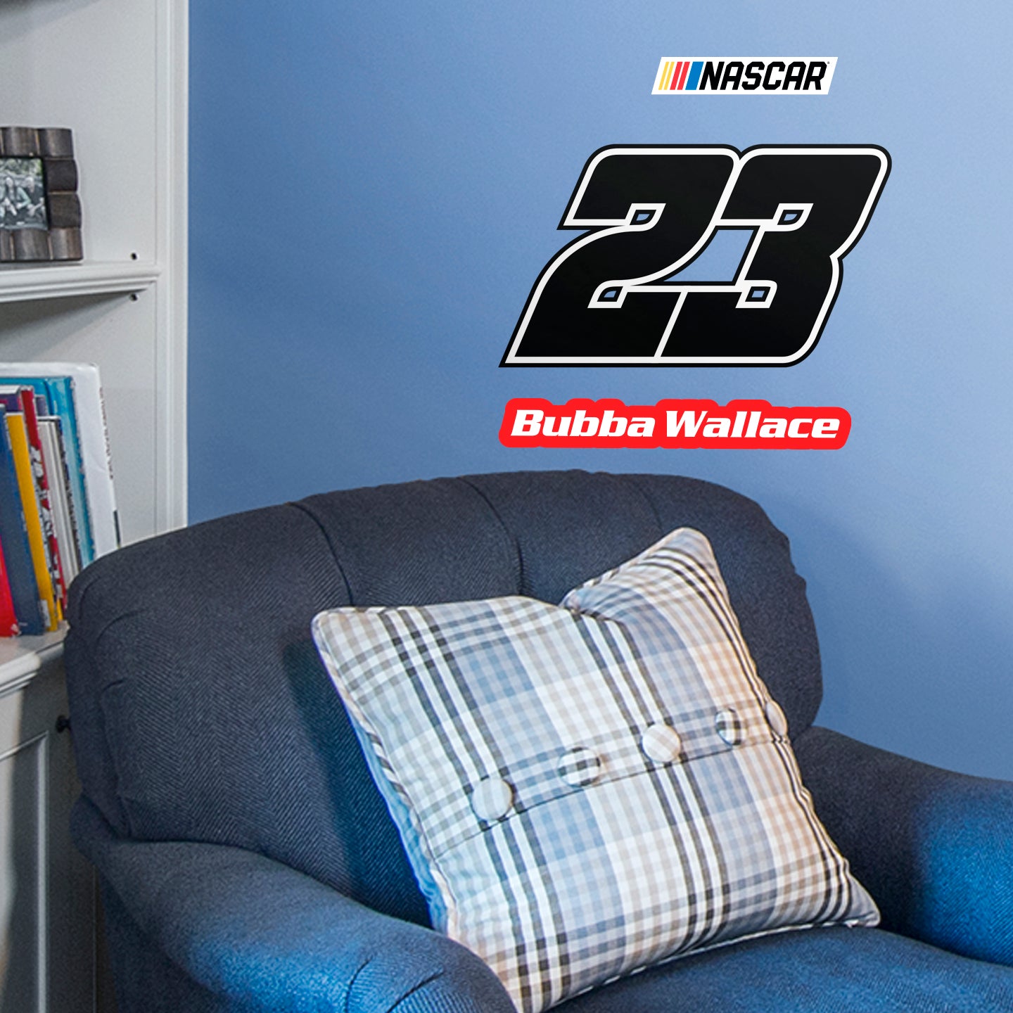 Bubba Wallace 2021 #23 Logo - Officially Licensed NASCAR Removable Wall Decal Large by Fathead | Vinyl