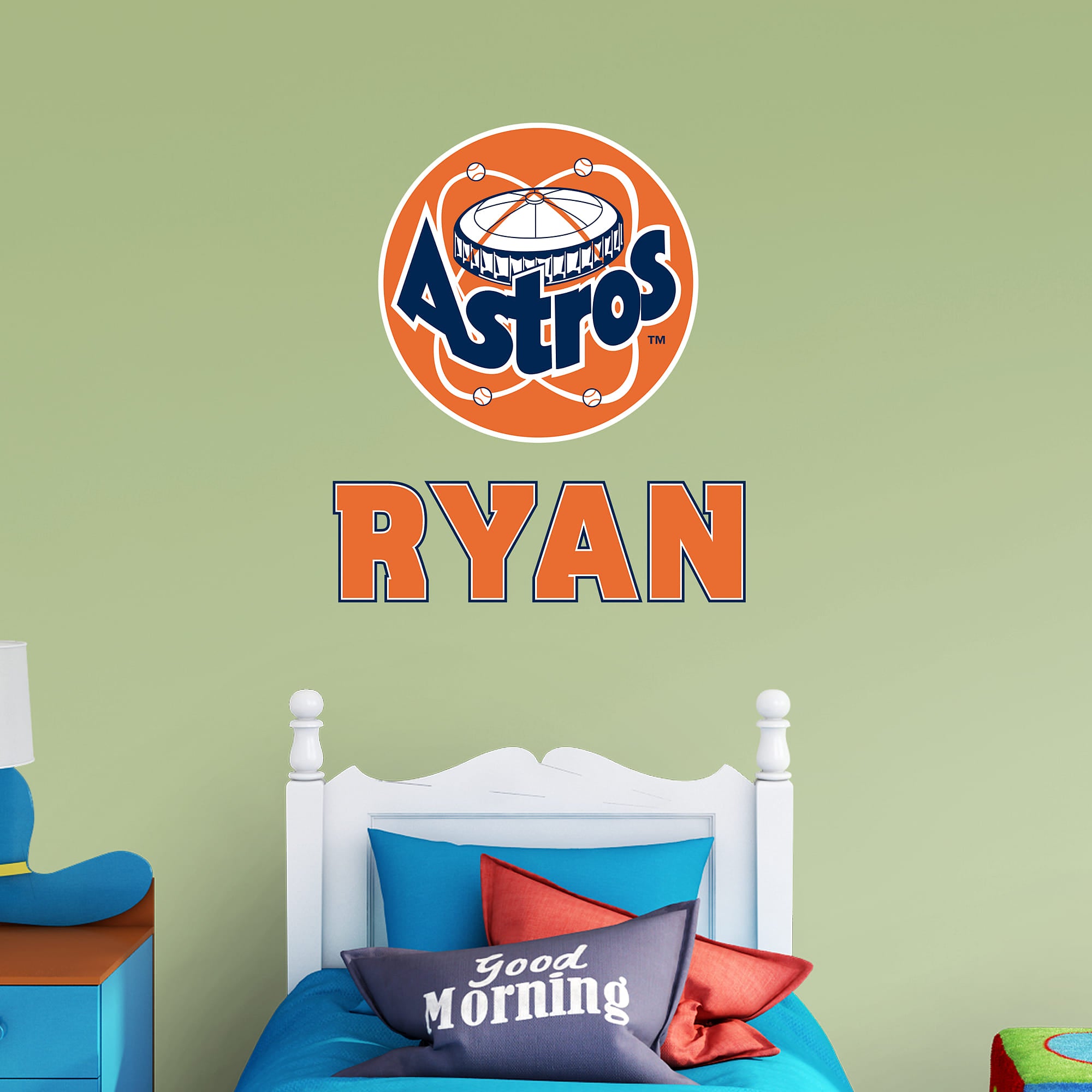 Houston Astros: Classic Stacked Personalized Name - Officially Licensed MLB Transfer Decal in Orange (52"W x 39.5"H) by Fathead