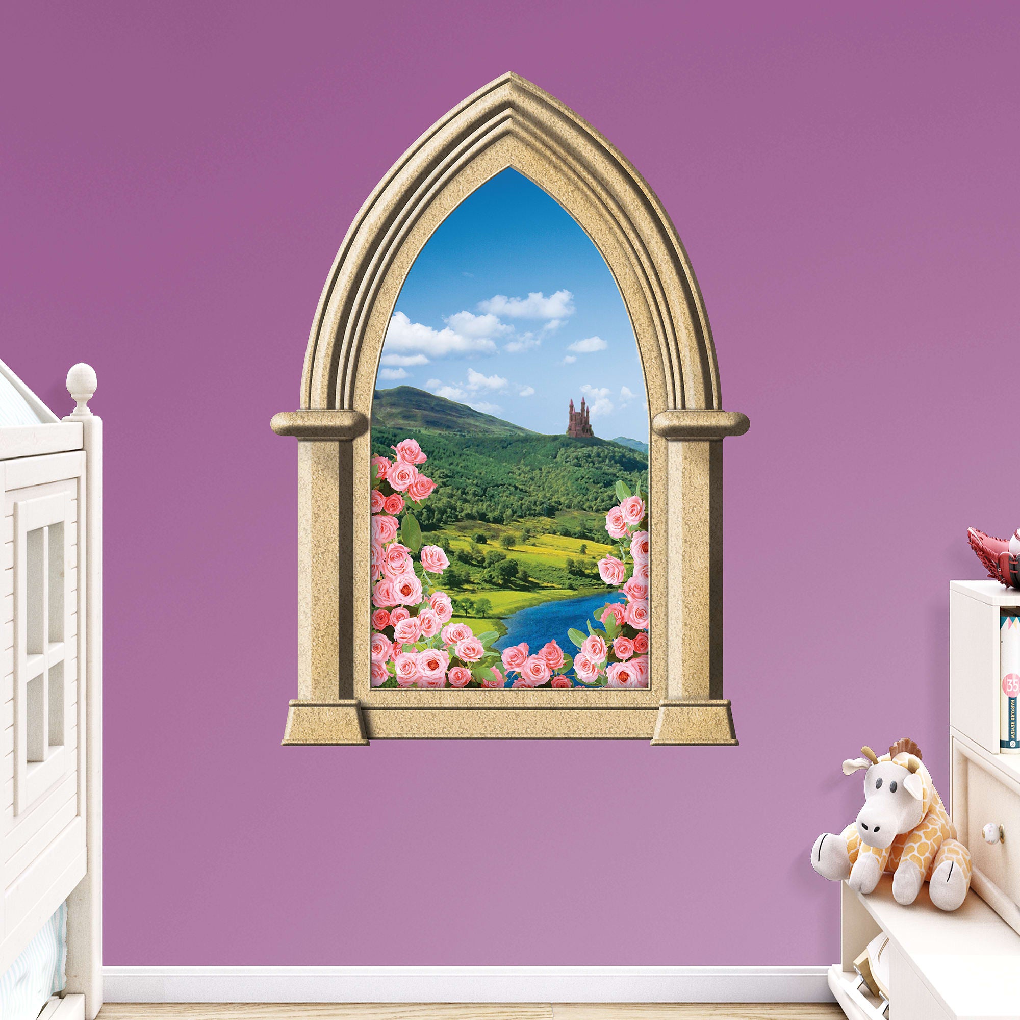 Instant Window: Fairy Tale Castle - Removable Wall Graphic 37.0"W x 51.0"H by Fathead | Vinyl