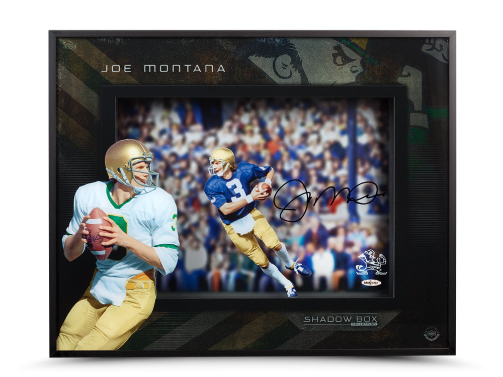 Joe Montana Roll Out Notre Dame 16X20 Shadow Box- Framed Autograph by Fathead | Metal