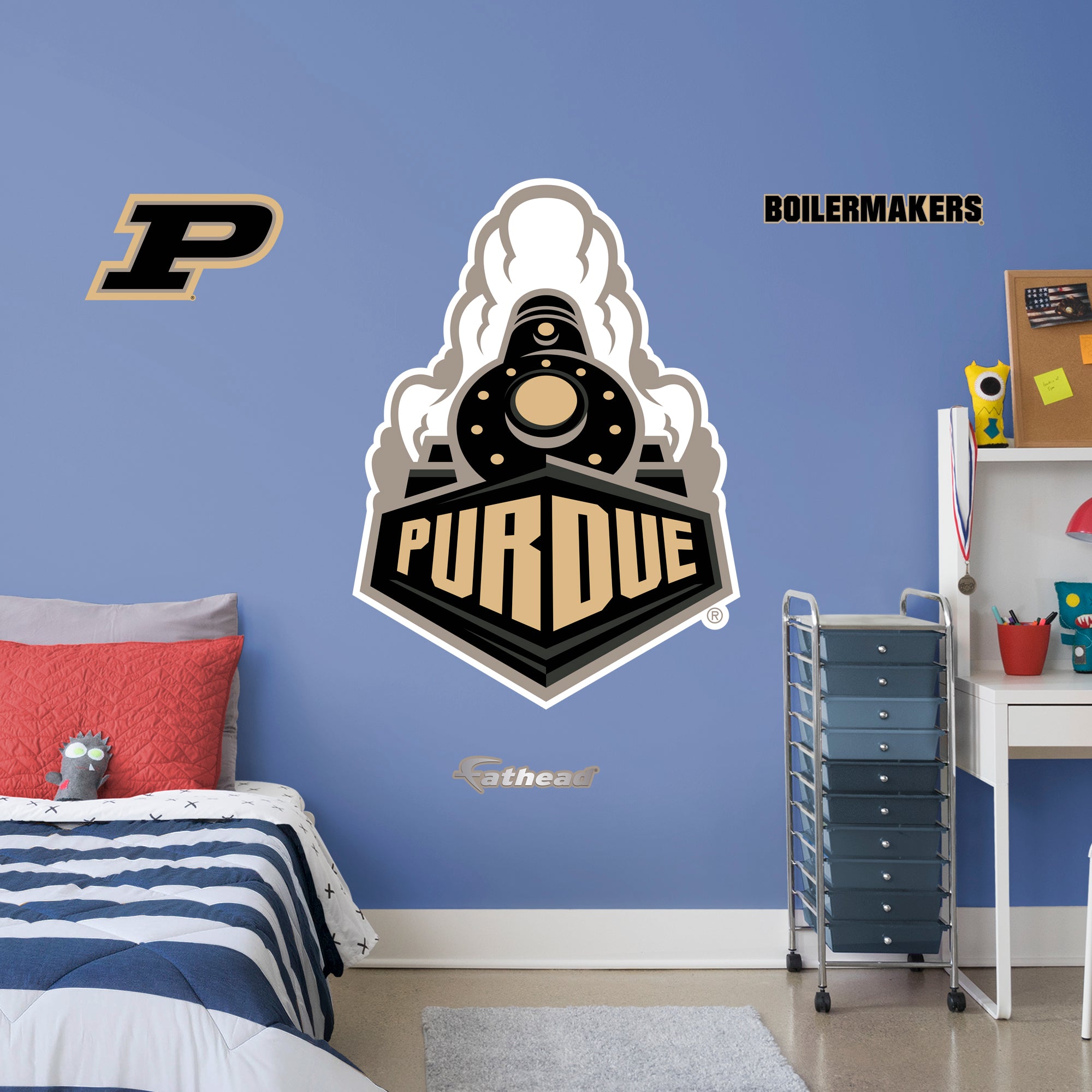 Purdue Boilermakers 2020 Train RealBig Logo - Officially Licensed NCAA Removable Wall Decal Giant Logo + 5 Decals (37"W x 51"H)