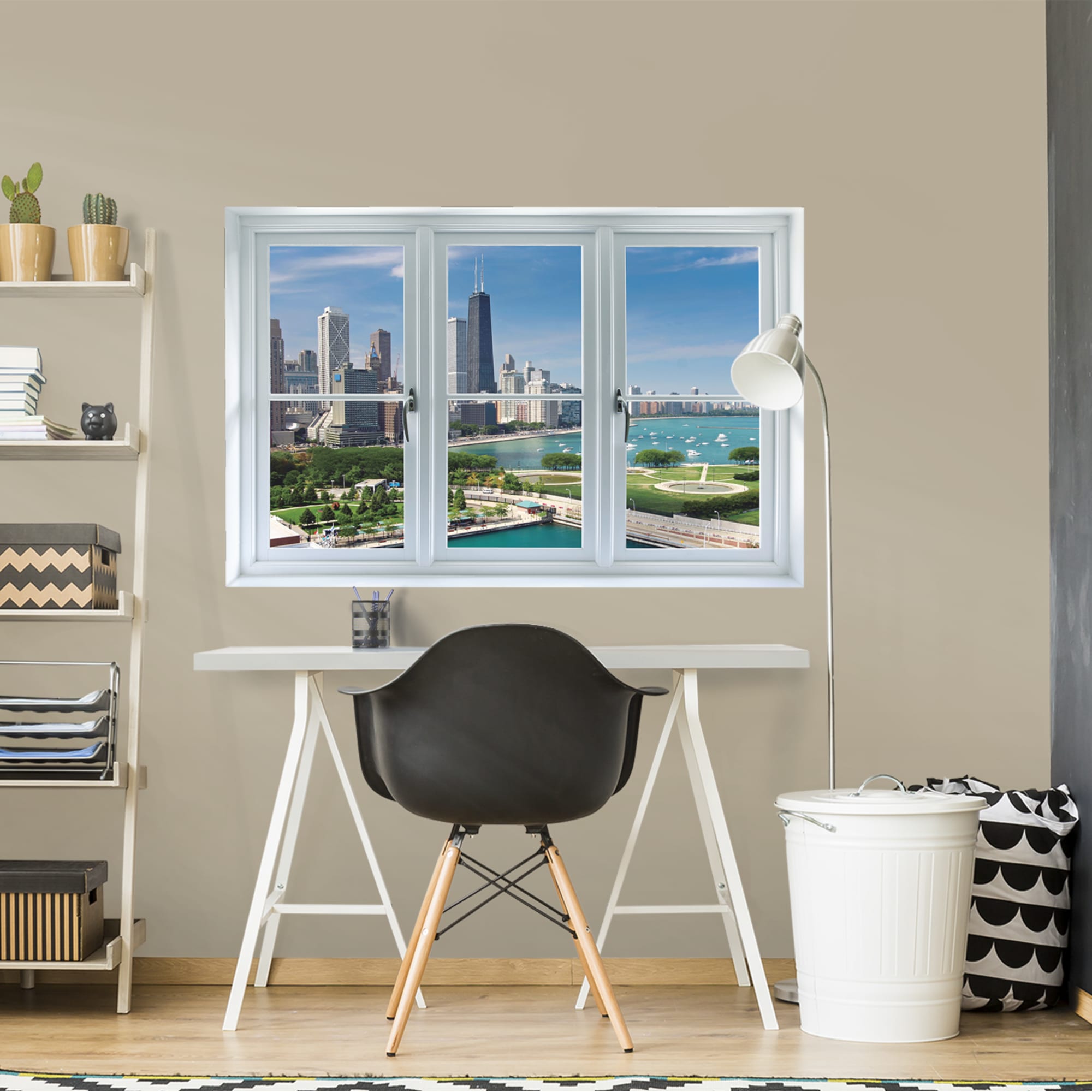 Instant Window: Chicago Skyline - Removable Wall Graphic 51.0"W x 34.0"H by Fathead | Vinyl