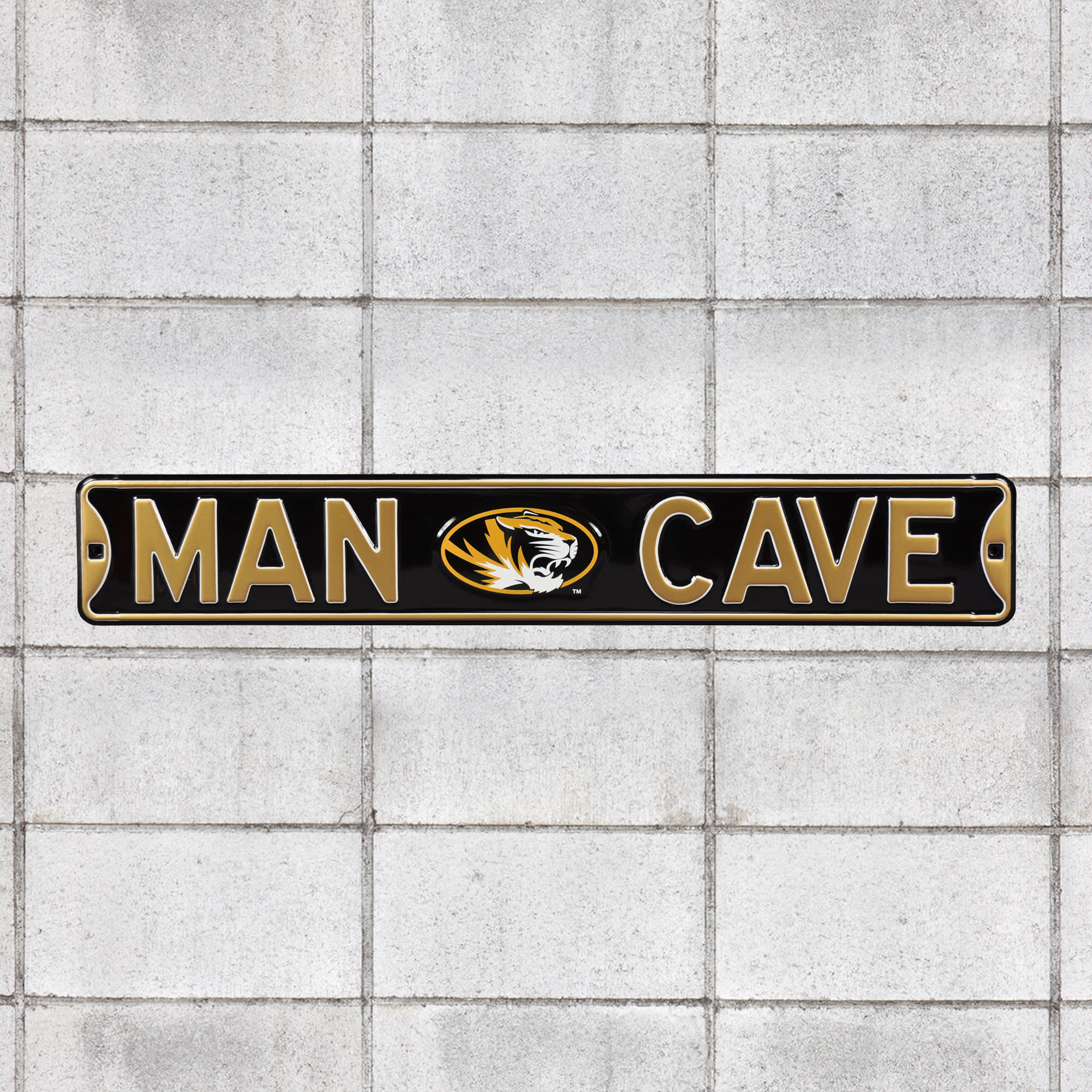 Missouri Tigers: Man Cave - Officially Licensed Metal Street Sign 36.0"W x 6.0"H by Fathead | 100% Steel