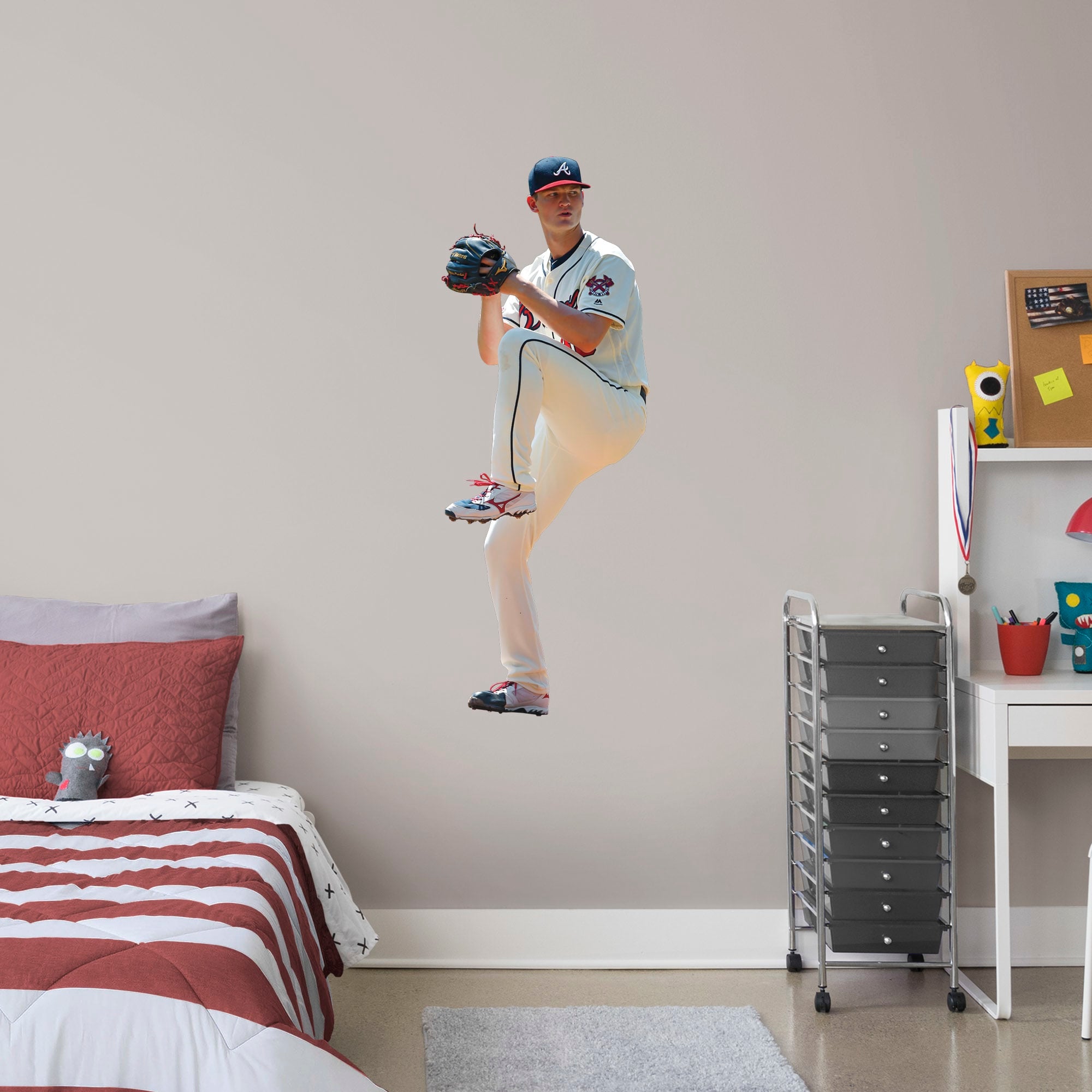 Mike Soroka for Atlanta Braves - Officially Licensed MLB Removable Wall Decal Giant Athlete + 2 Decals (19"W x 51"H) by Fathead