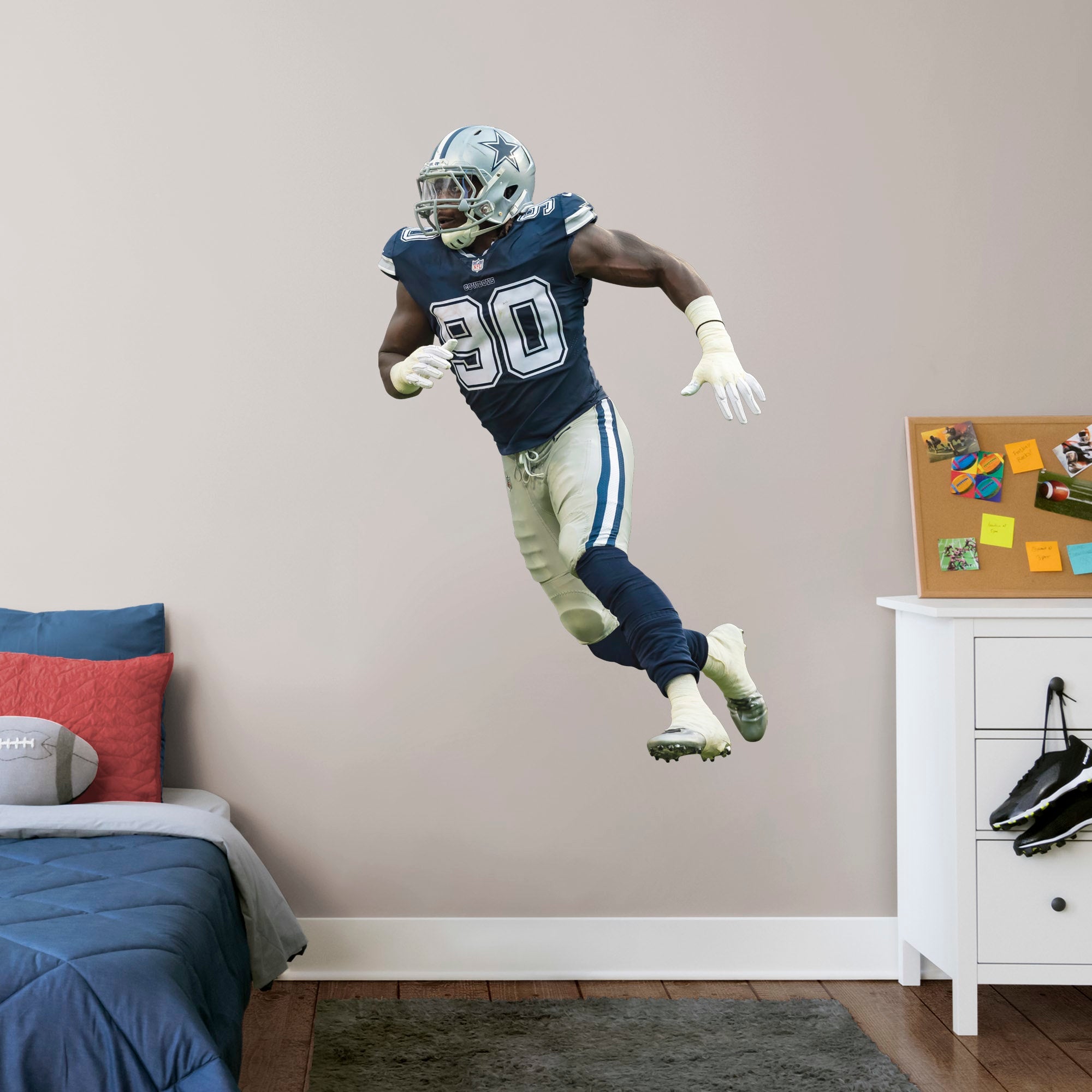 Demarcus Lawrence for Dallas Cowboys - Officially Licensed NFL Removable Wall Decal Giant Athlete + 2 Decals (31"W x 51"H) by Fa