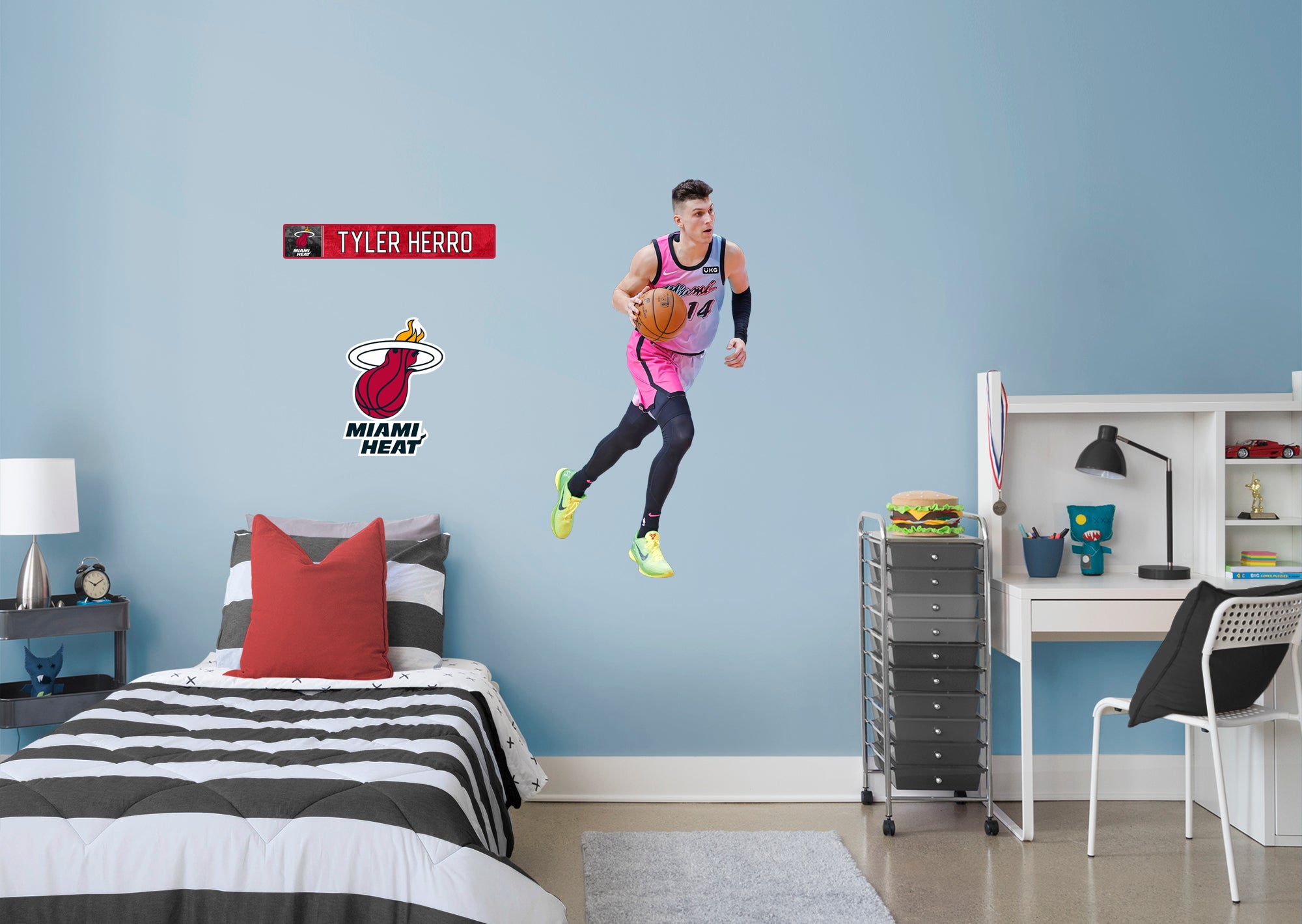Tyler Herro 2021 Vice City for Miami Heat - Officially Licensed NBA Removable Wall Decal Giant Athlete + 2 Decals (20"W x50"H) b