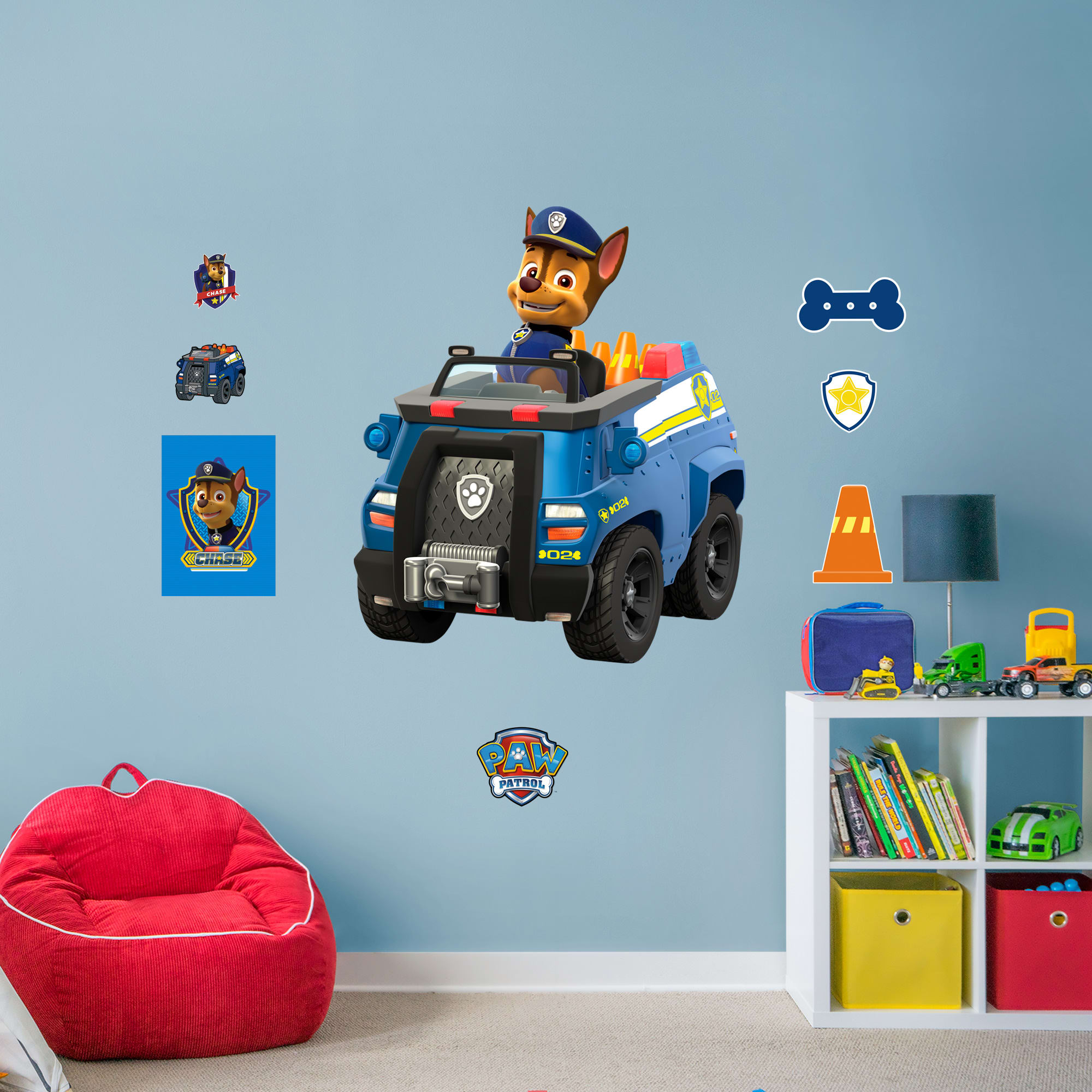 PAW Patrol: Chases Police Truck - Officially Licensed Removable Wall Decal Giant Character + 9 Licensed Decals (38"W x 45"H) by