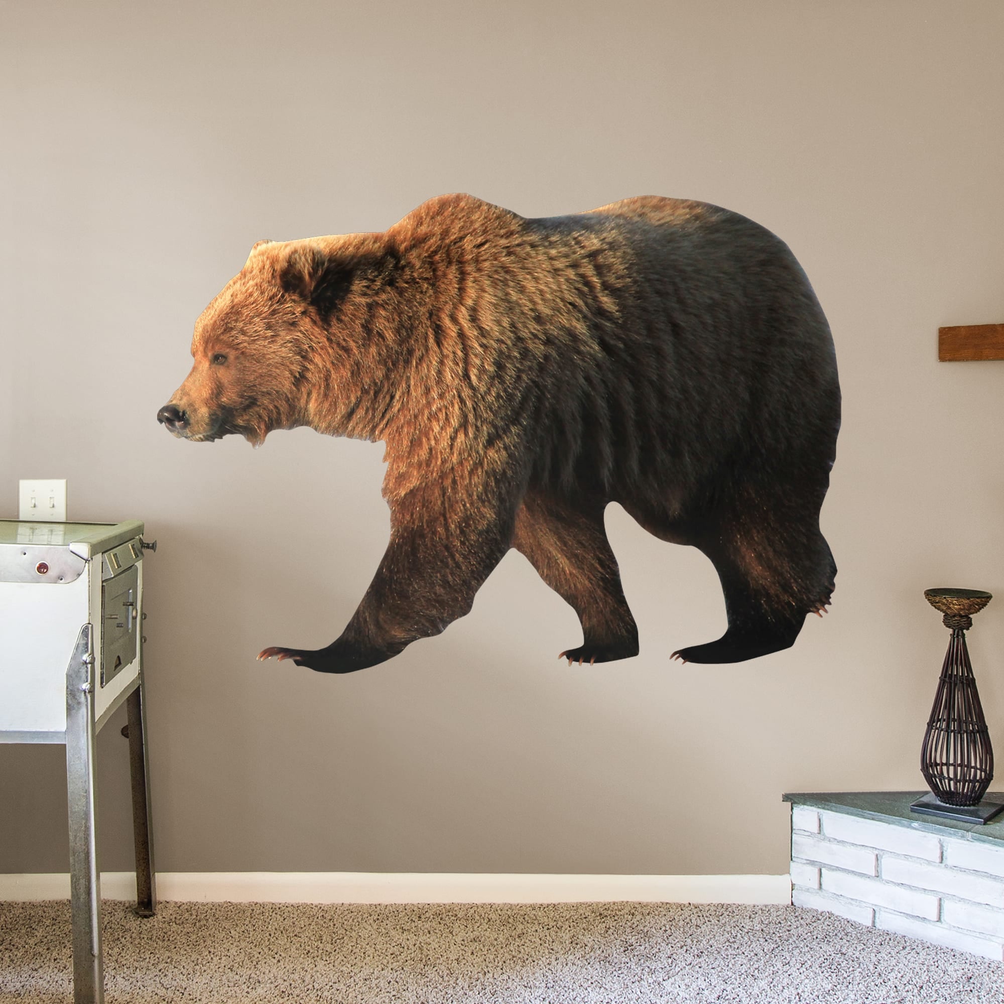 Grizzly Bear - Removable Vinyl Decal Life-Size Animal + 2 Decals (73"W x 51"H) by Fathead