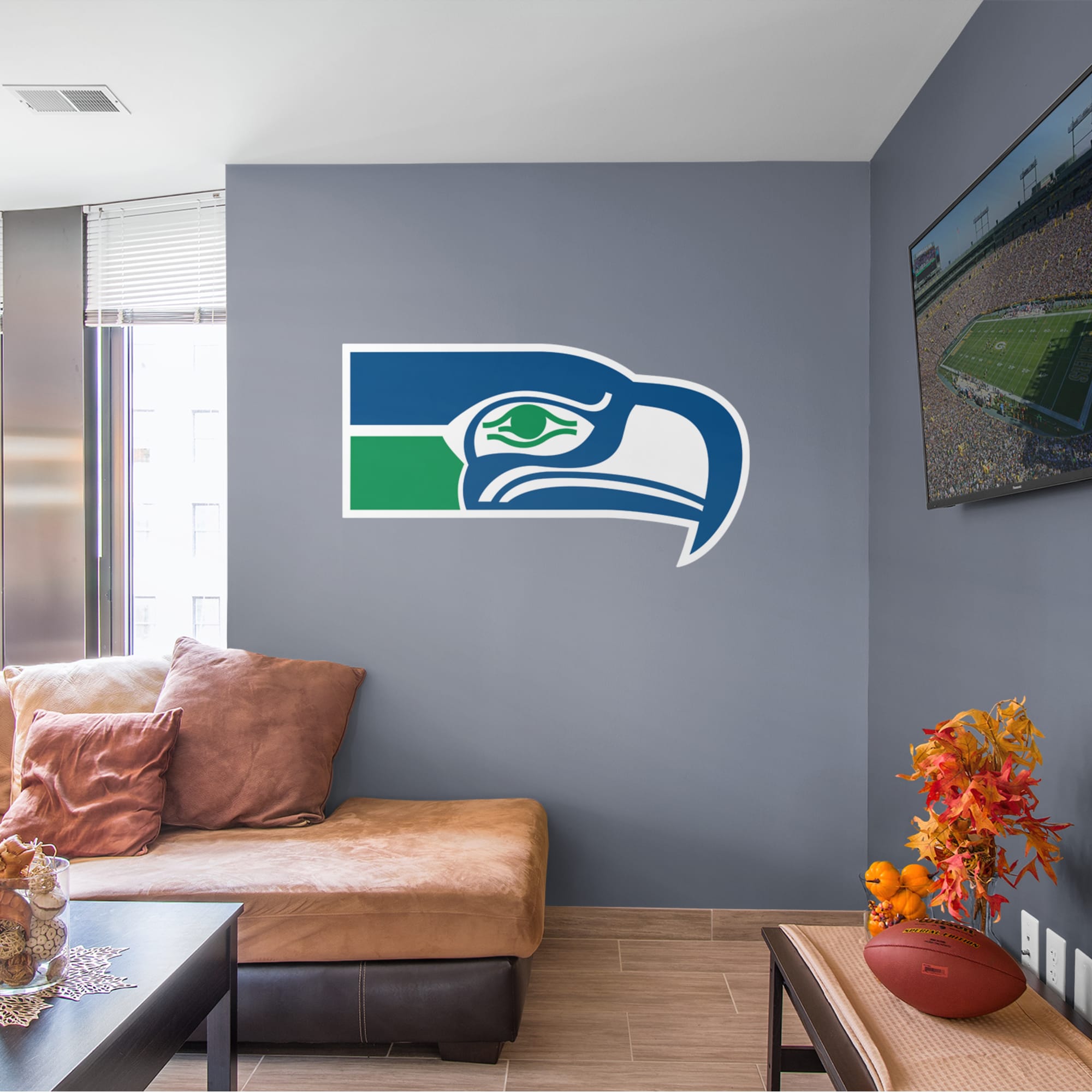 Seattle Seahawks: Classic Logo - Officially Licensed NFL Removable Wall Decal Giant Logo (51"W x 28"H) by Fathead | Vinyl
