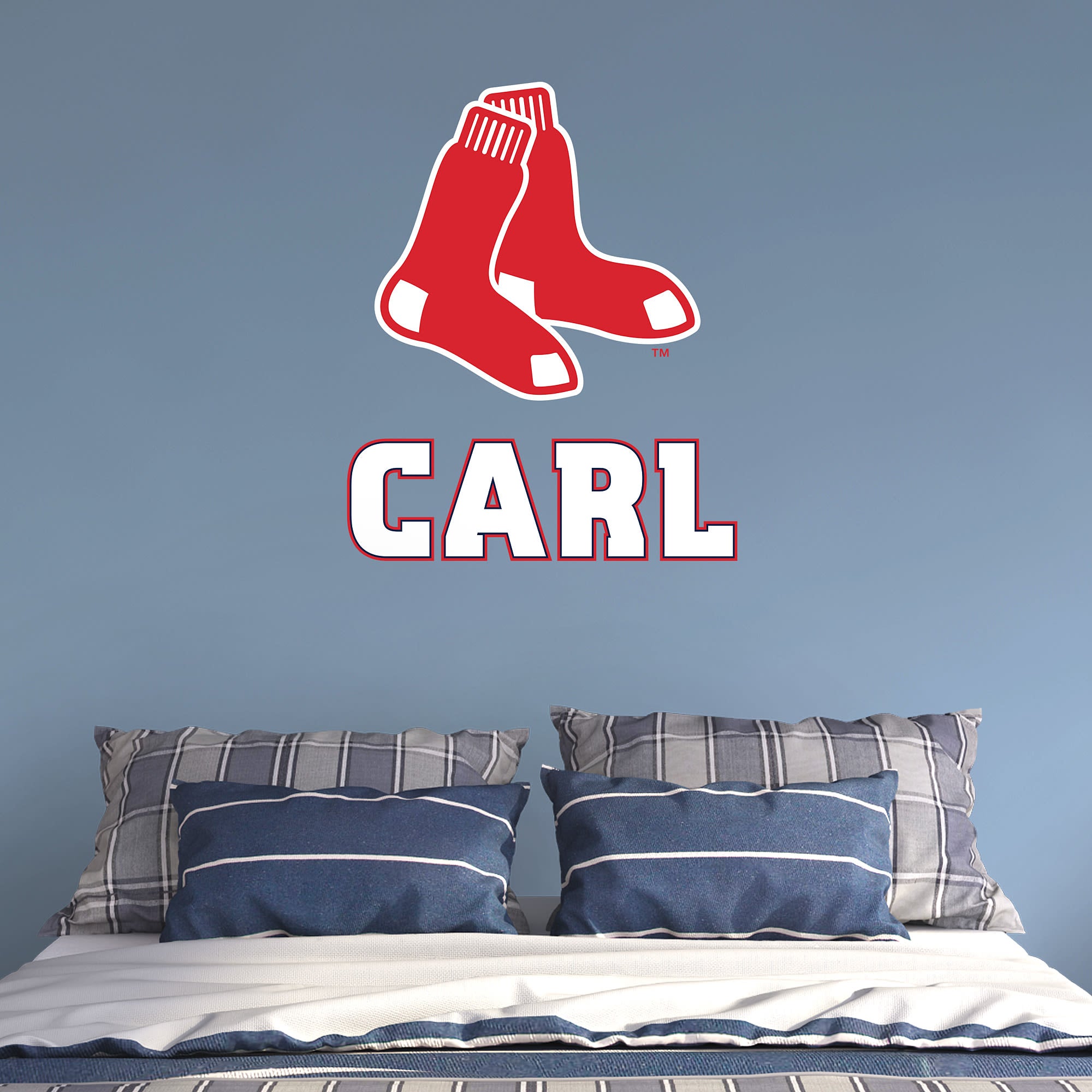 Boston Red Sox: Stacked Personalized Name - Officially Licensed MLB Transfer Decal in White (52"W x 39.5"H) by Fathead | Vinyl