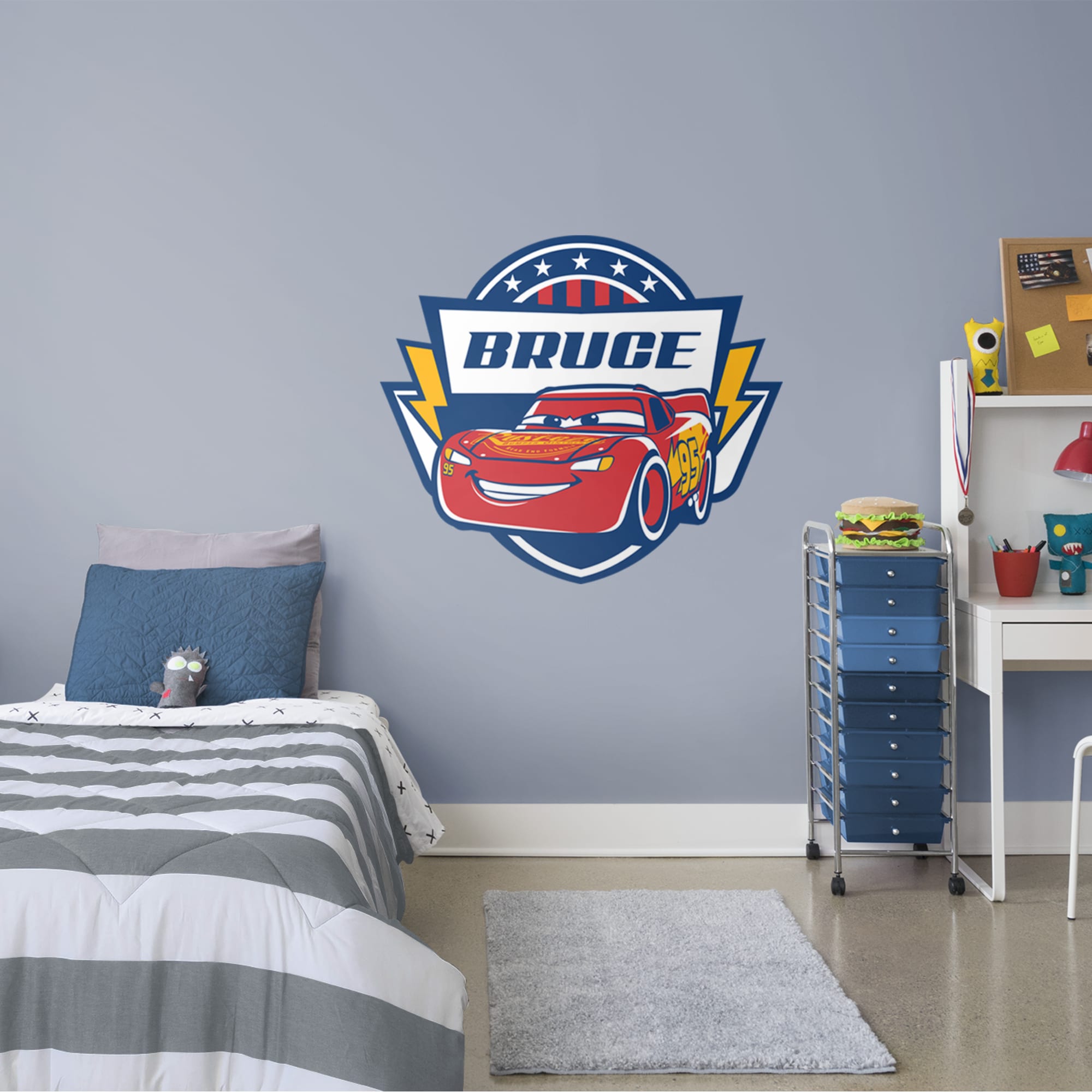 Cars 3: Personalized Name - Officially Licensed Disney/PIXAR Removable Wall Graphic 53.0"W x 38.0"H by Fathead | Vinyl