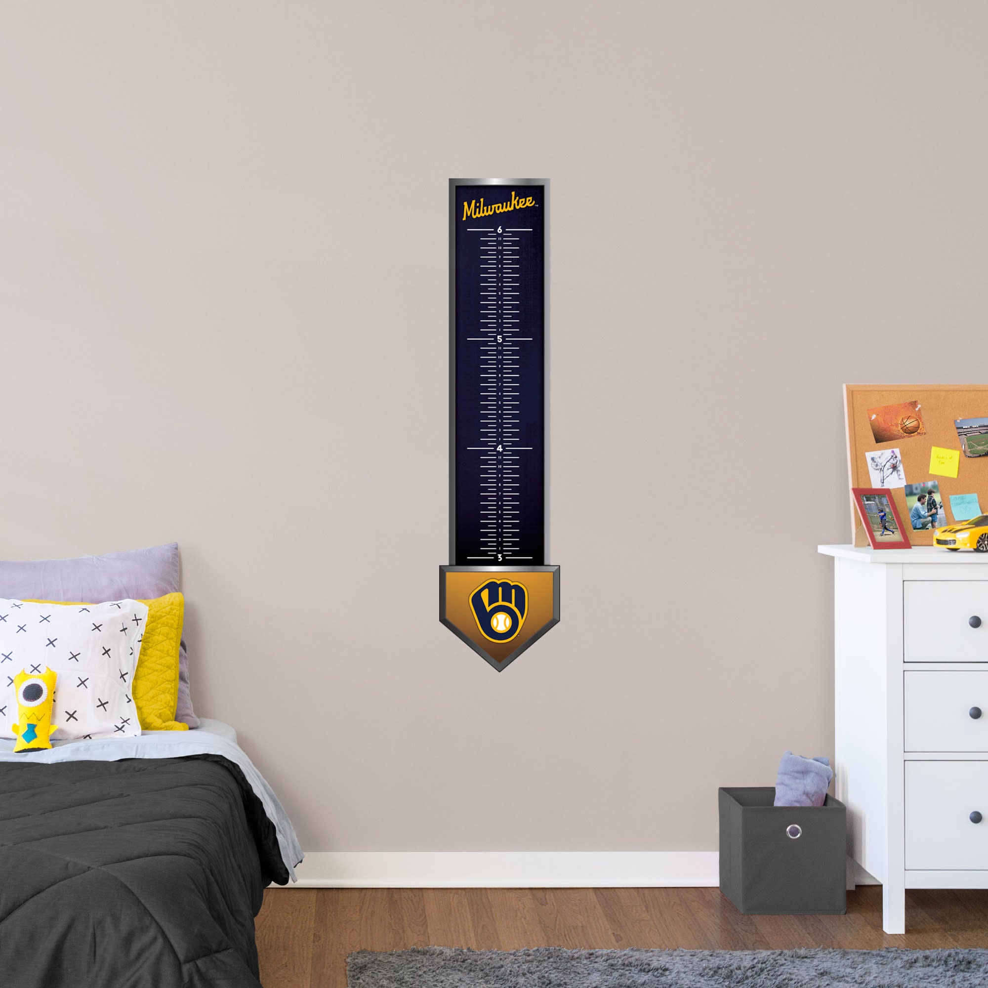 Milwaukee Brewers: Growth Chart - Officially Licensed MLB Removable Wall Graphic 13.0"W x 54.0"H by Fathead | Vinyl