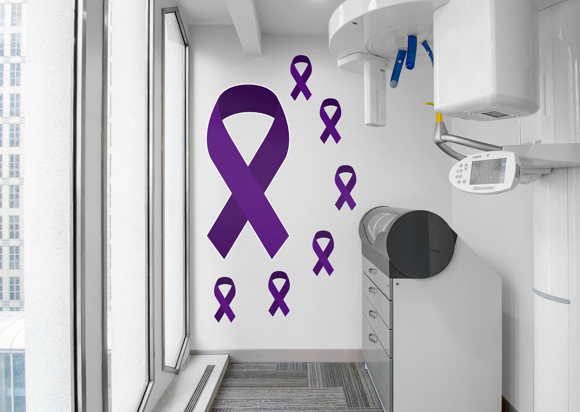 Colors of Cancer Ribbons: American Cancer Society Removable Wall Decal Giant Pancreatic Cancer Ribbon + 6 Decals (24"W x 51"H) b