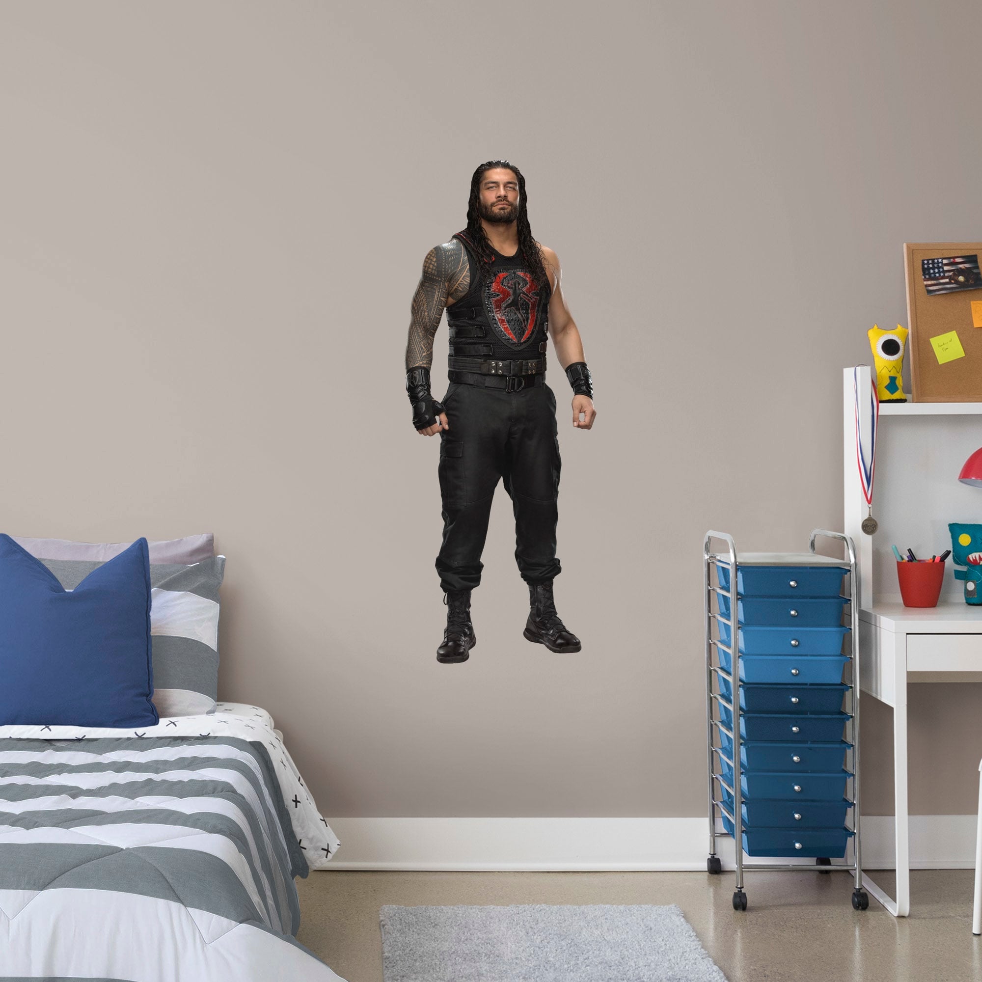 Roman Reigns for WWE - Officially Licensed Removable Wall Decal Giant Superstar + 2 Decals (20"W x 51"H) by Fathead | Vinyl