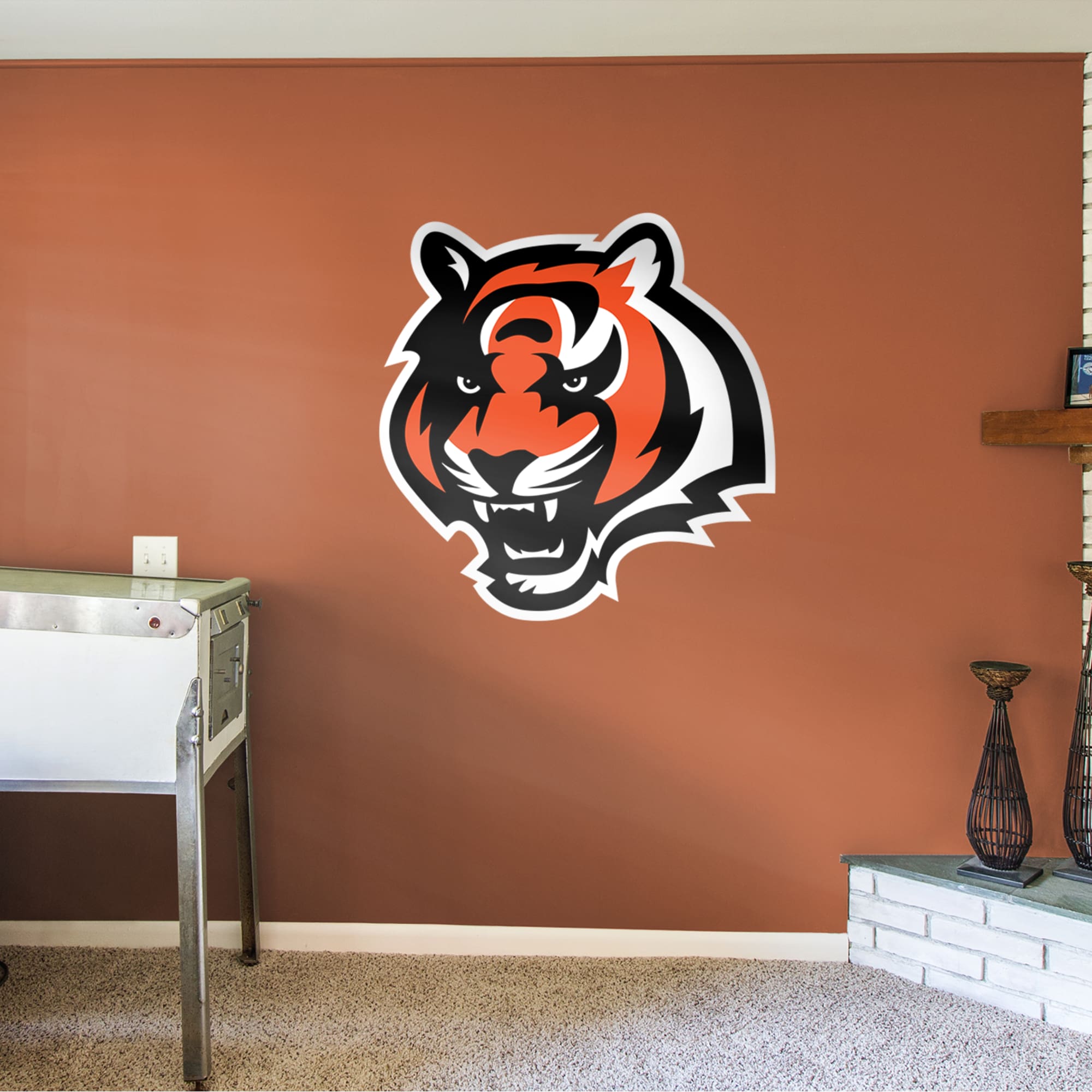 Cincinnati Bengals: Tiger Head Logo - Officially Licensed NFL Removable Wall Decal Giant Logo (39"W x 40"H) by Fathead | Vinyl